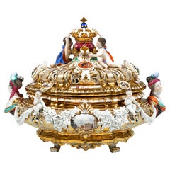Soupière à couronne de Meissen "Drüselkästchen" à couvercle pour Maria Josepha d'Autriche, 19e siècle