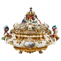 Soupière à couronne de Meissen "Drüselkästchen" à couvercle pour Maria Josepha d'Autriche, 19e siècle