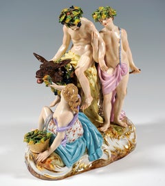 Meissen Elaborate Bacchant Group Silenus On Donkey by Leuteritz, 19th Century