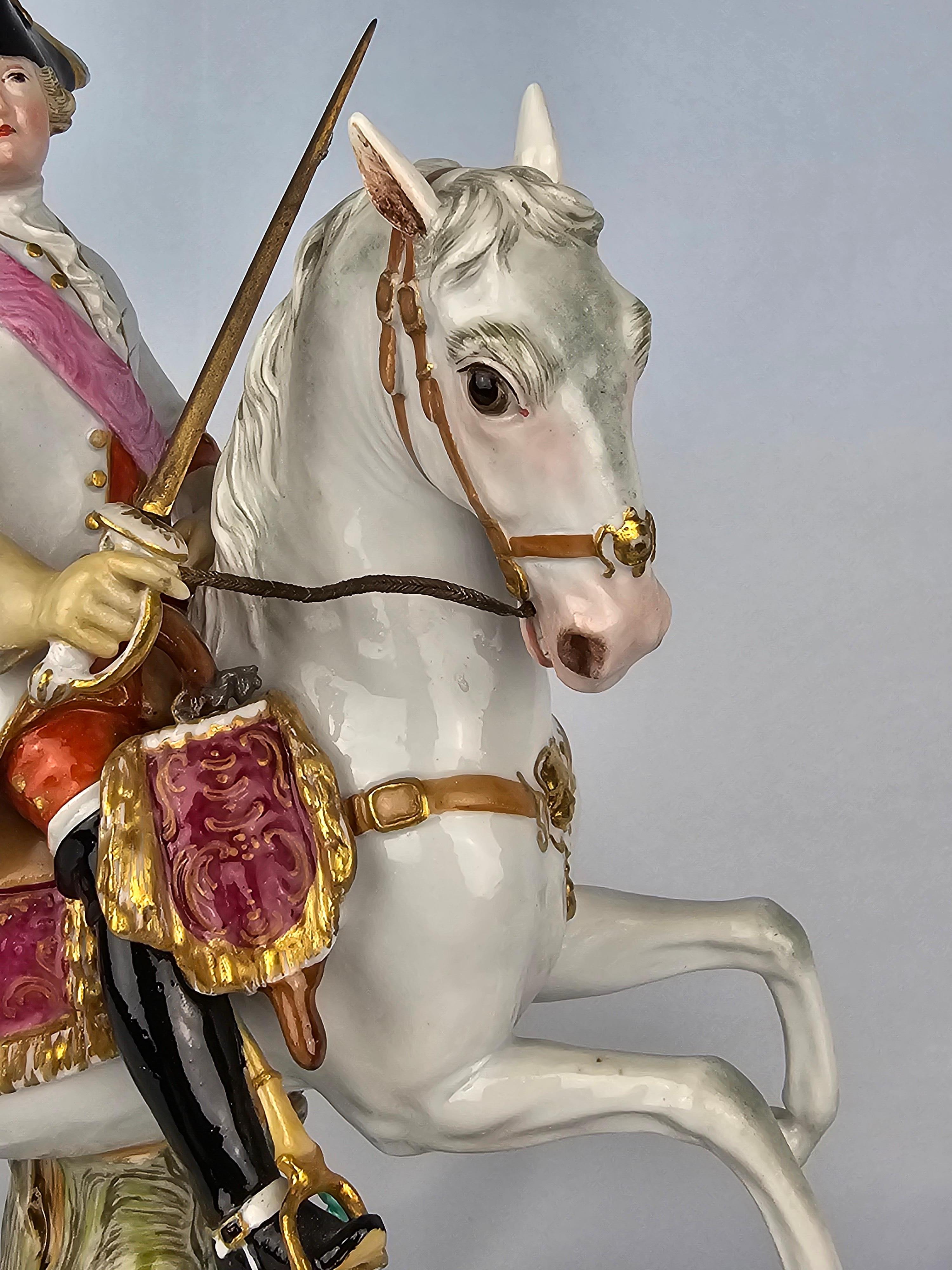 Late 19th Century Meissen Empress Catherine II On Horseback