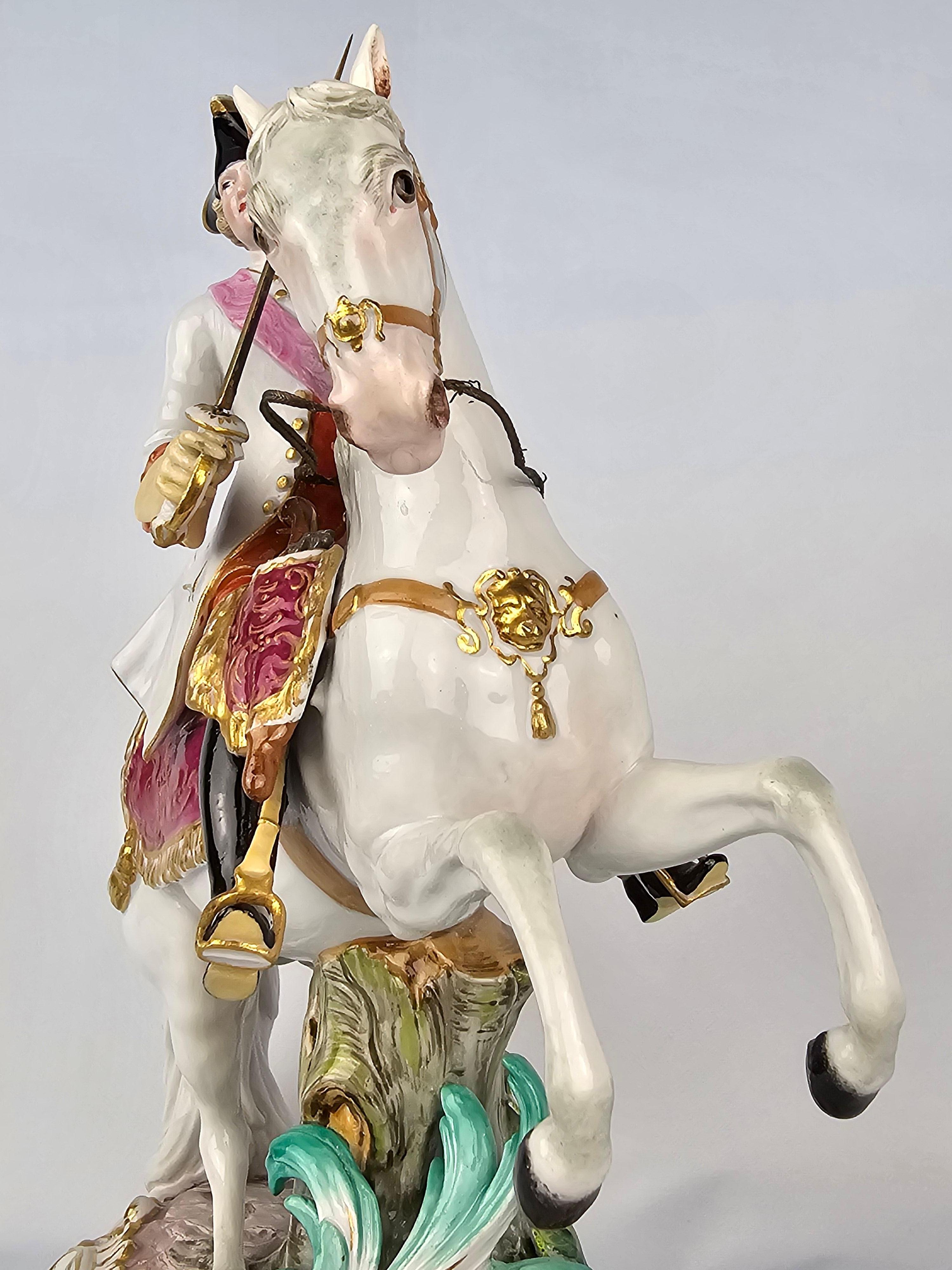 Porcelain Meissen Empress Catherine II On Horseback