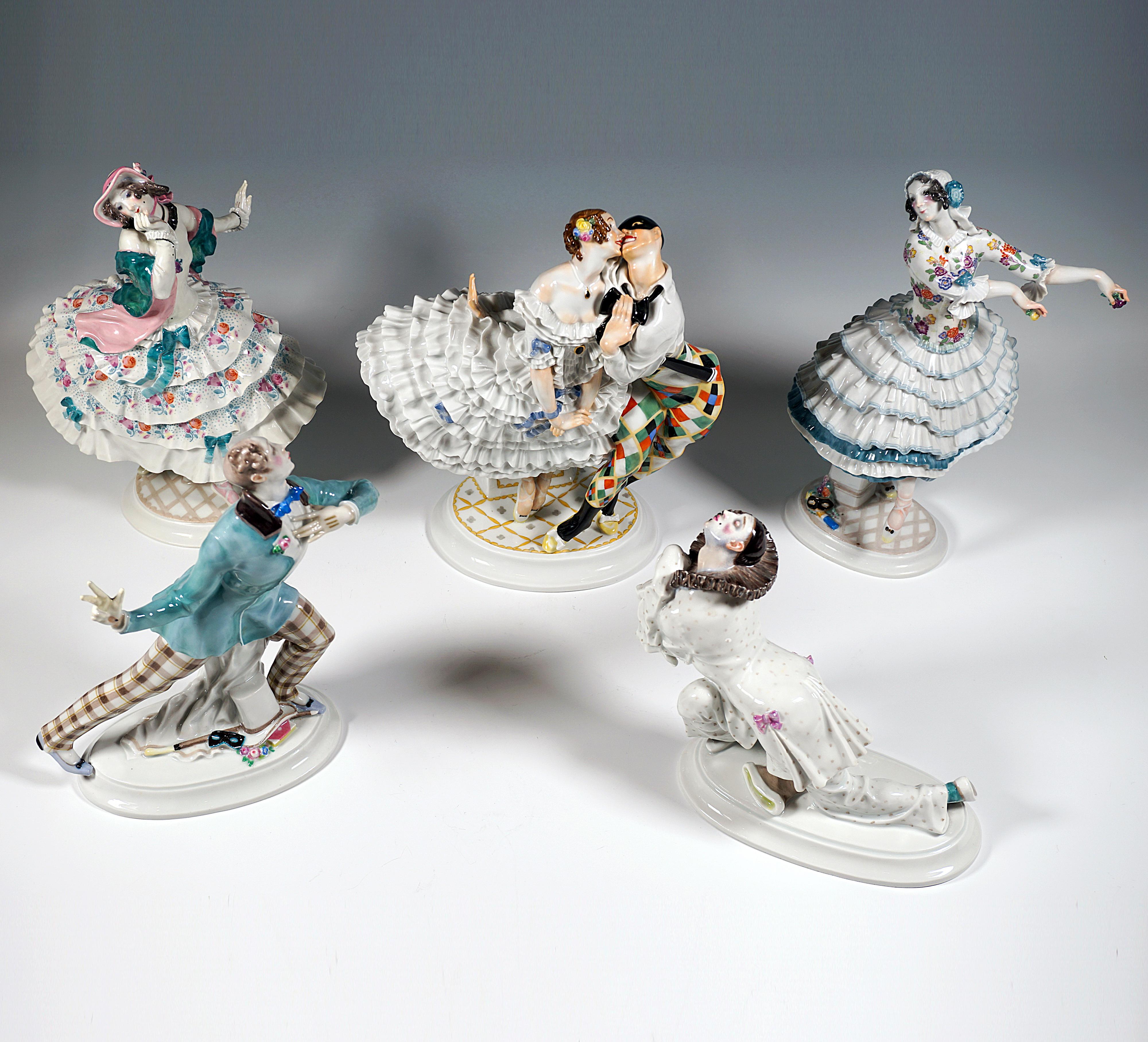 Allemand Ensemble de 5 modèles de Meissen, Ballet russe « carnaval », par Paul Scheurich, 20e en vente