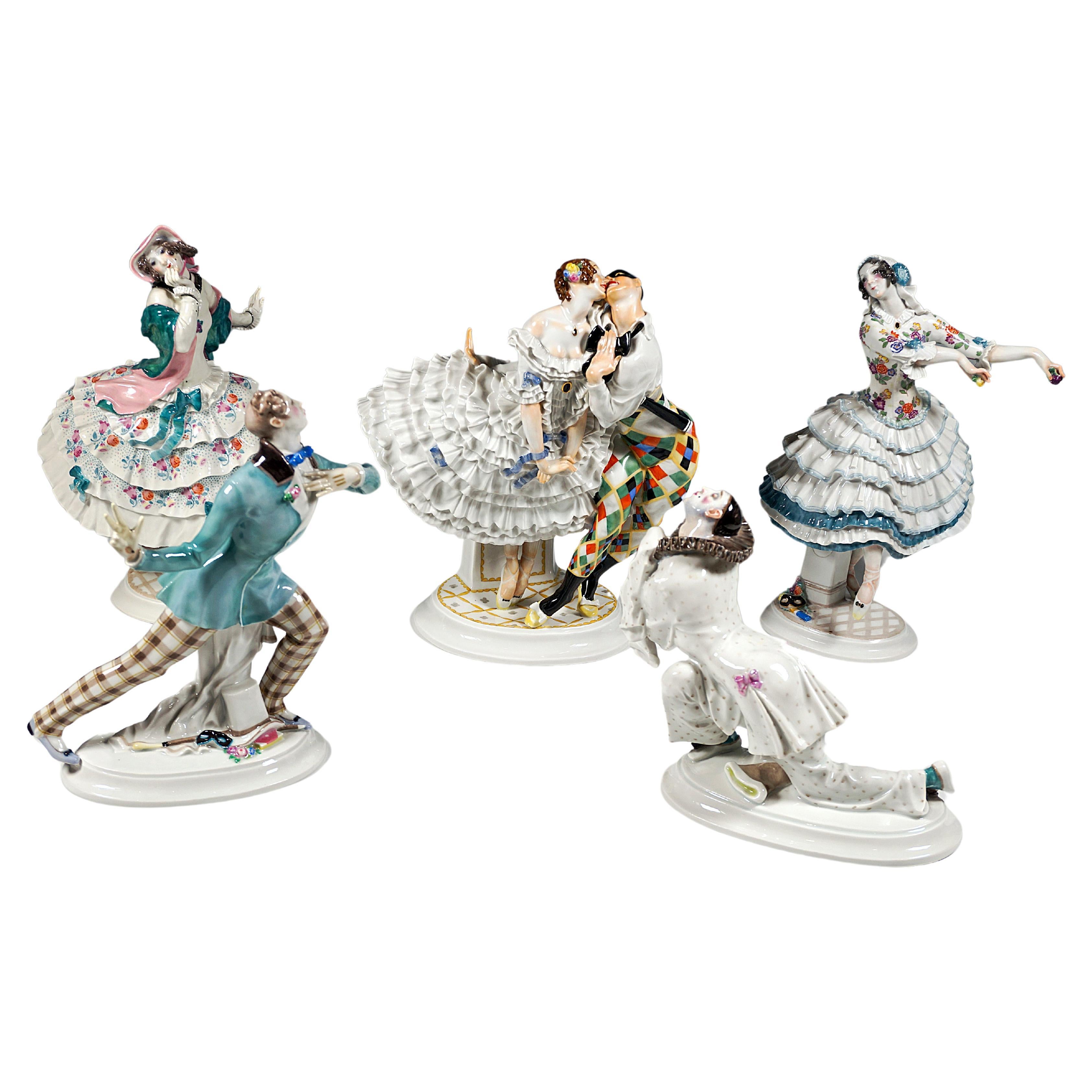 Ensemble aus 5 Modellen, russisches Ballett „ Karneval“ aus Meissen, von Paul Scheurich, 20. Jahrhundert im Angebot