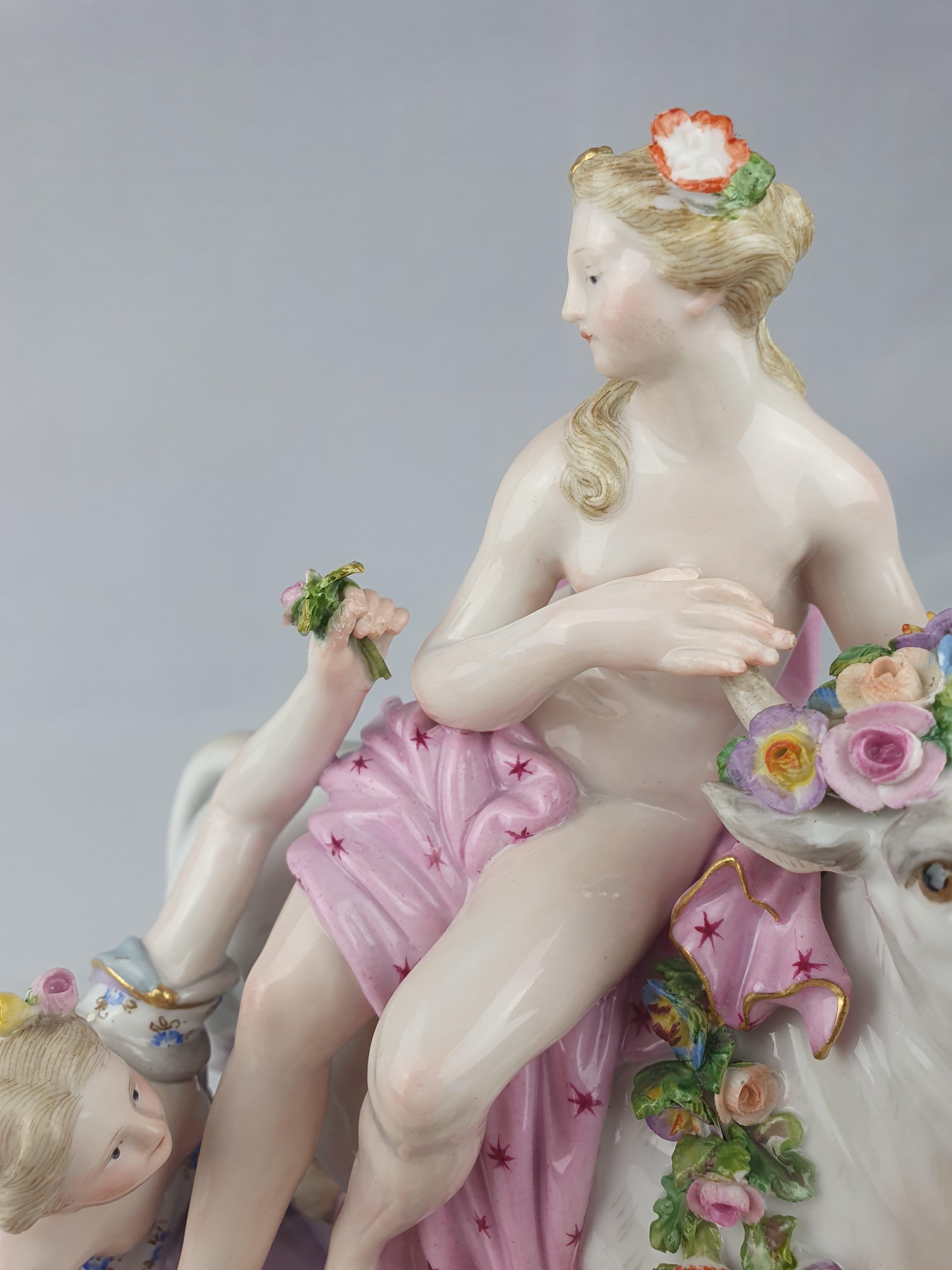 Hand-Painted Meissen Europa and the Bull For Sale
