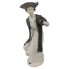 Antique Meissen Fashionable Lady with Muff in Hand