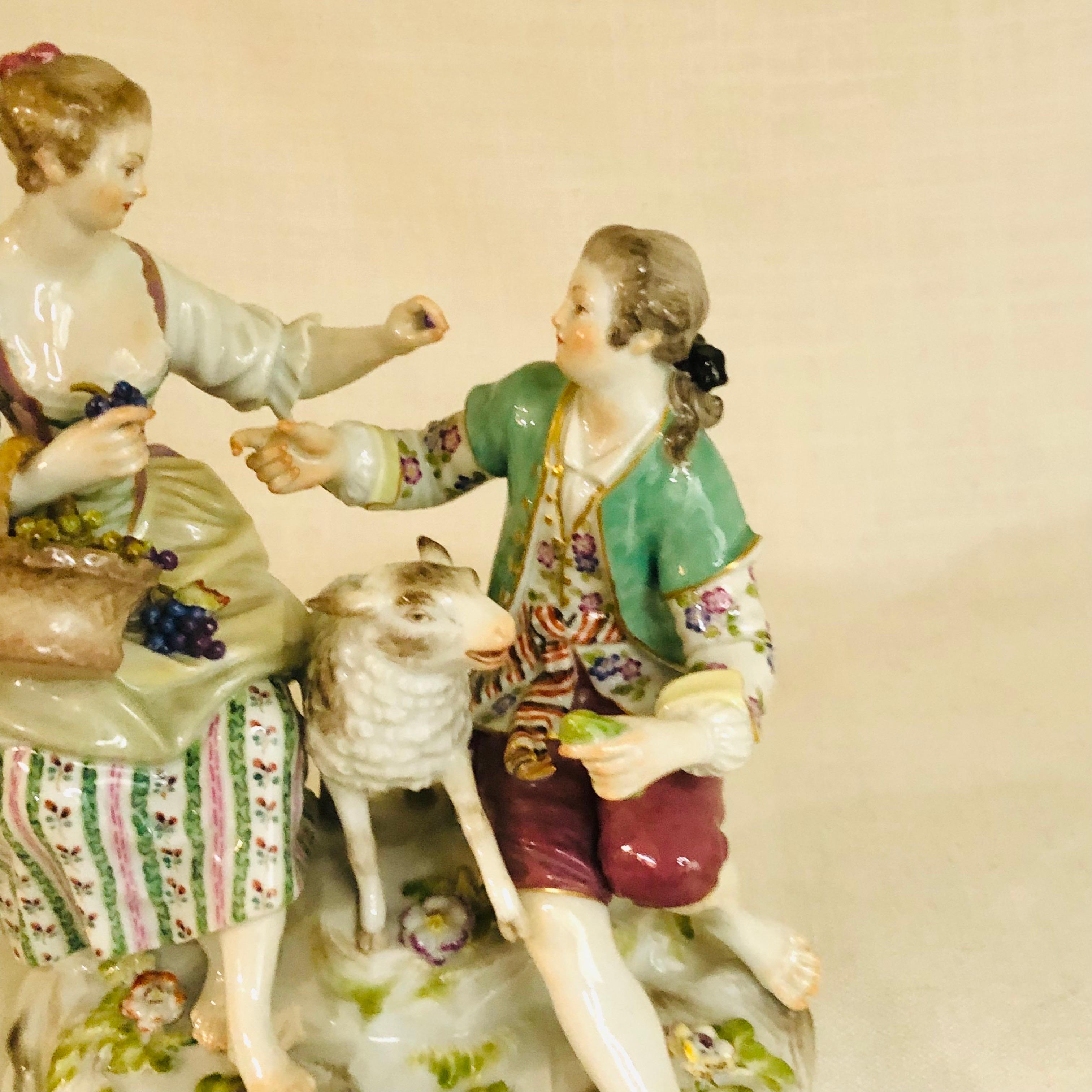 Meissen Figural Group of a Romantic Couple Eating Grapes with Their Lamb 7