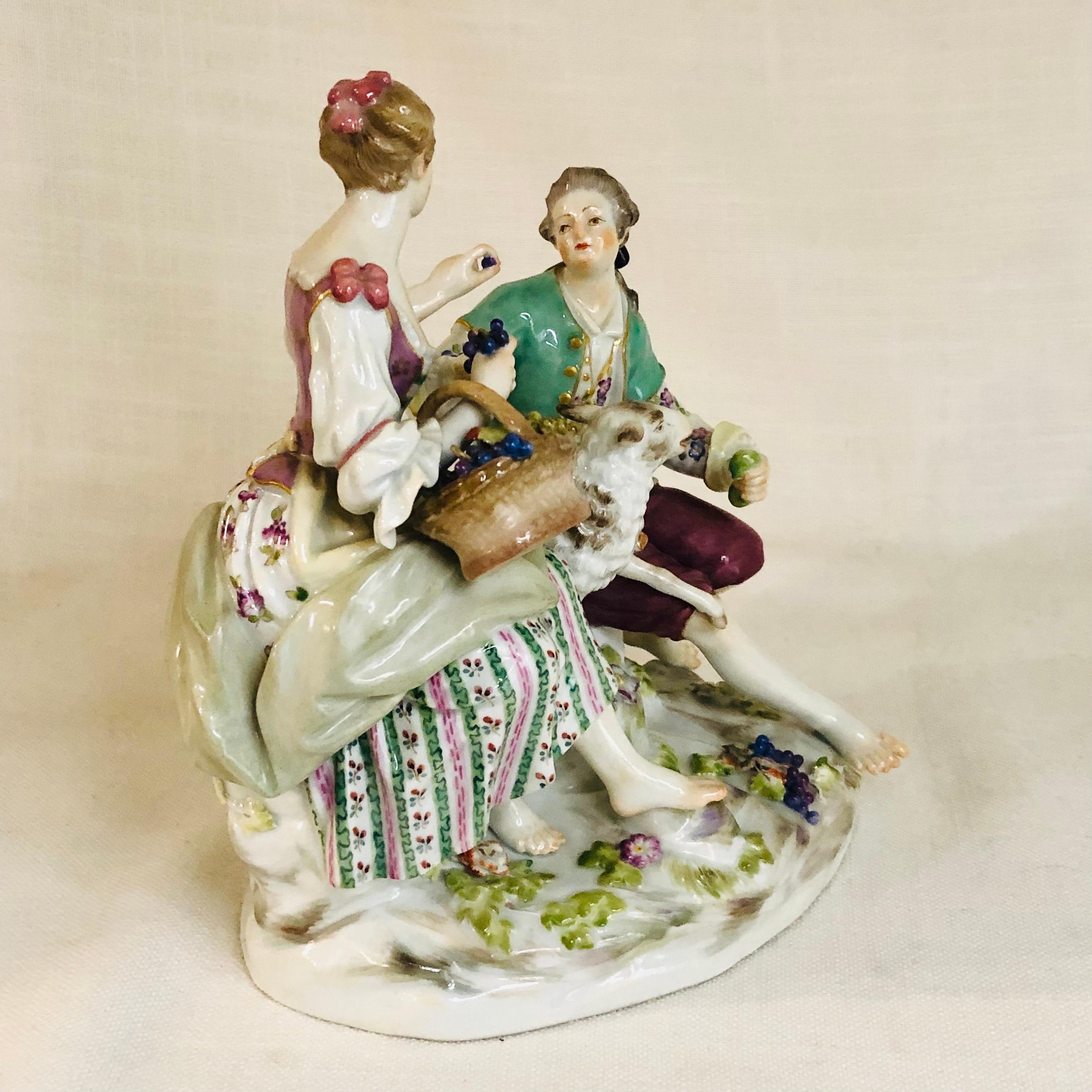 Meissen Figural Group of a Romantic Couple Eating Grapes with Their Lamb 11