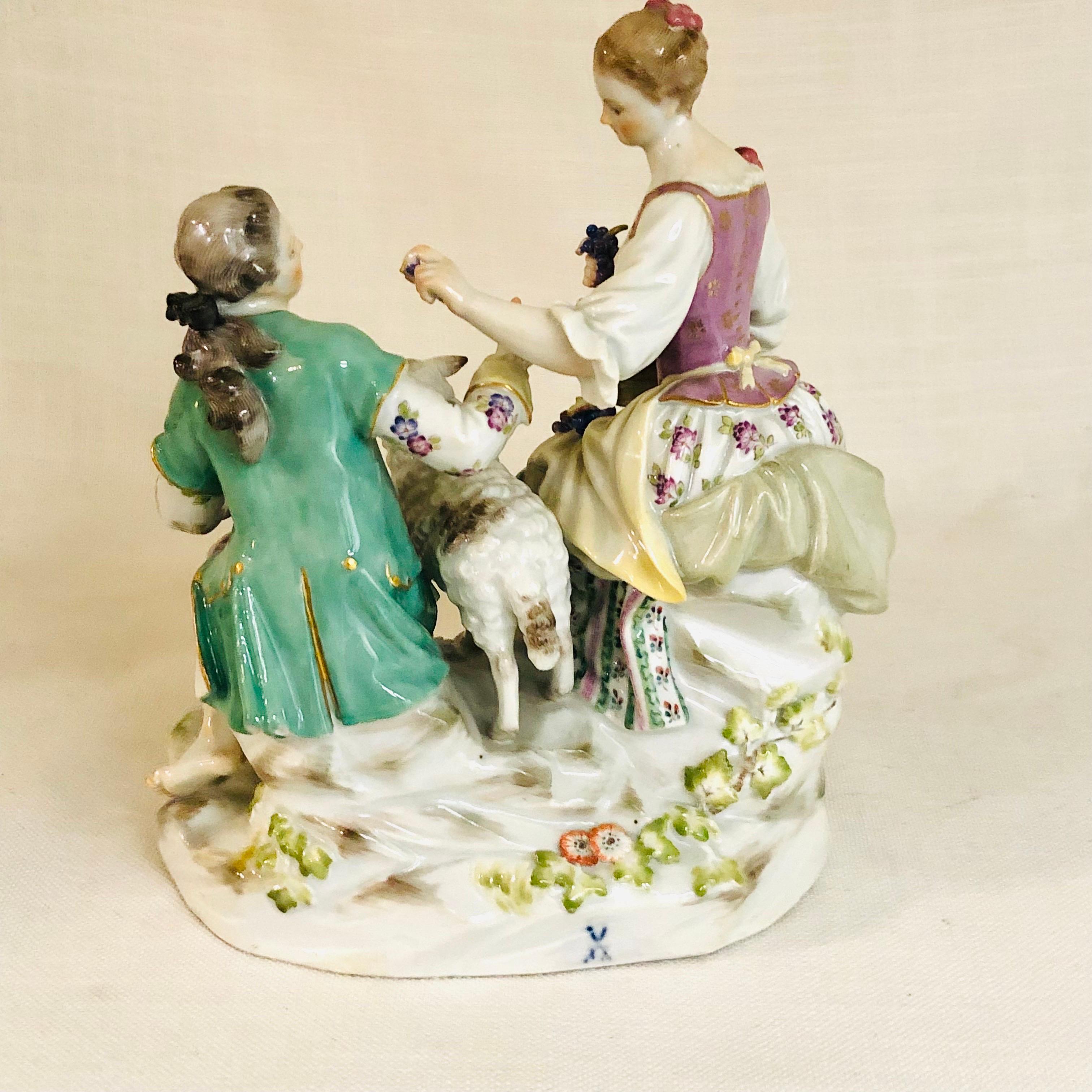 Meissen Figural Group of a Romantic Couple Eating Grapes with Their Lamb 13