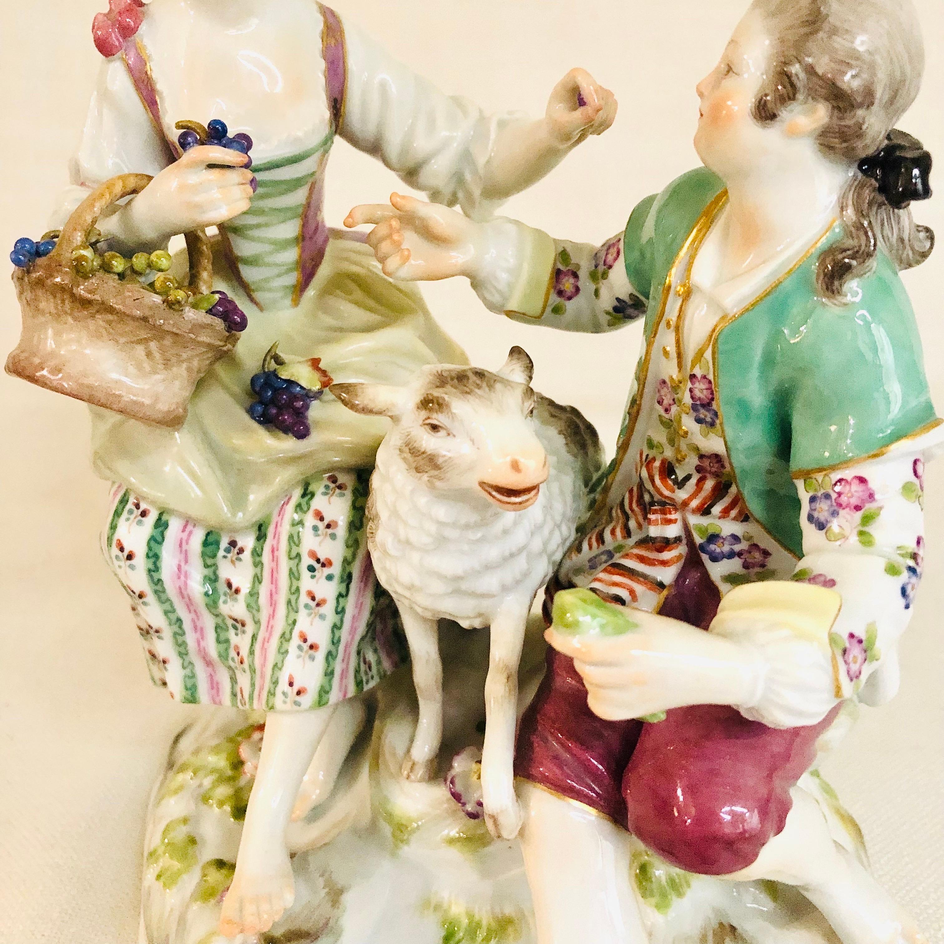 Meissen Figural Group of a Romantic Couple Eating Grapes with Their Lamb 2