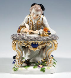 Meissen Figure Cavalier At His Desk Writing A Love Letter, Kaendler, Circa 1860
