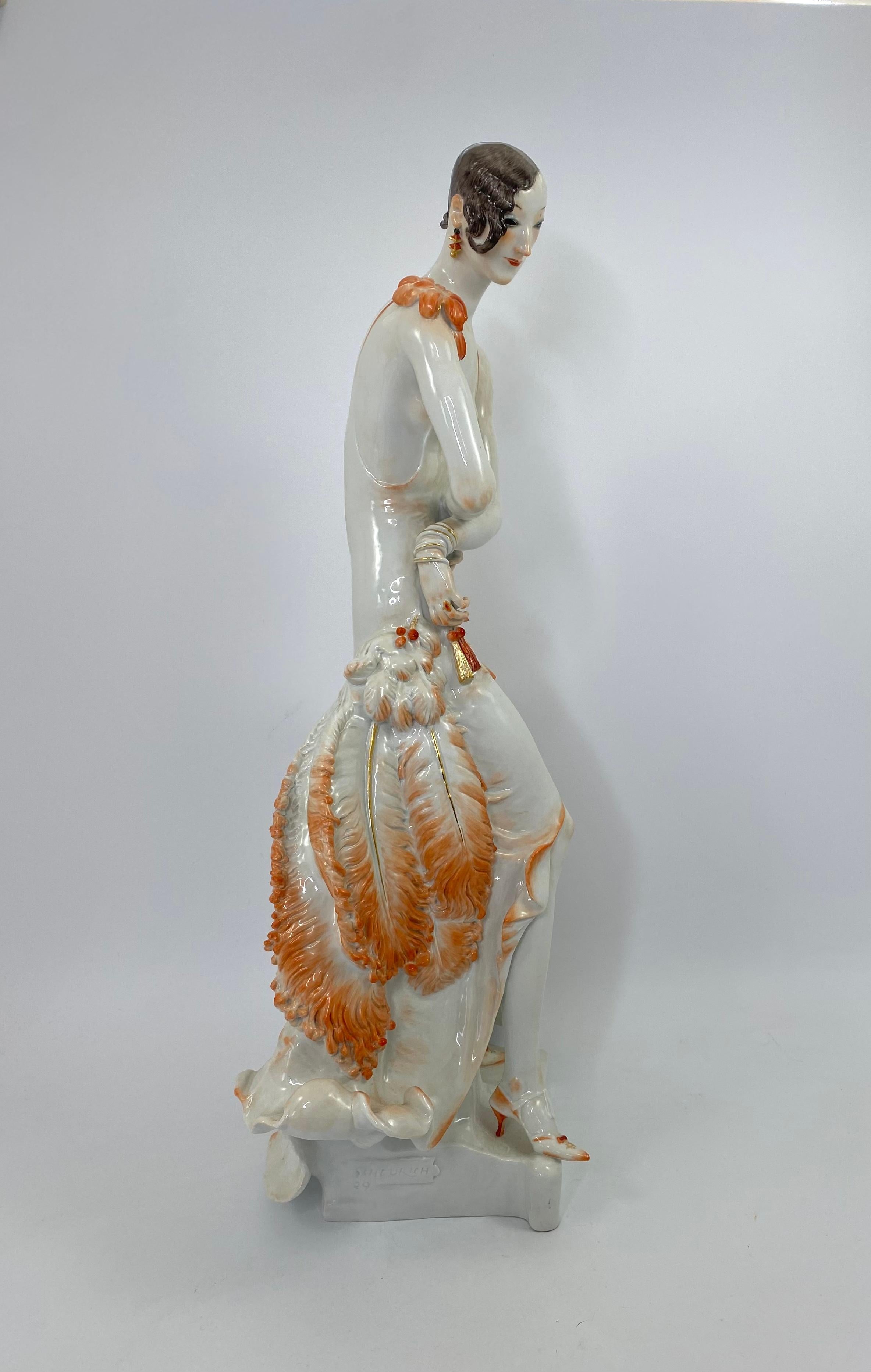 German Meissen Figure ‘Dame Mit Faecher’, Paul Scheurich