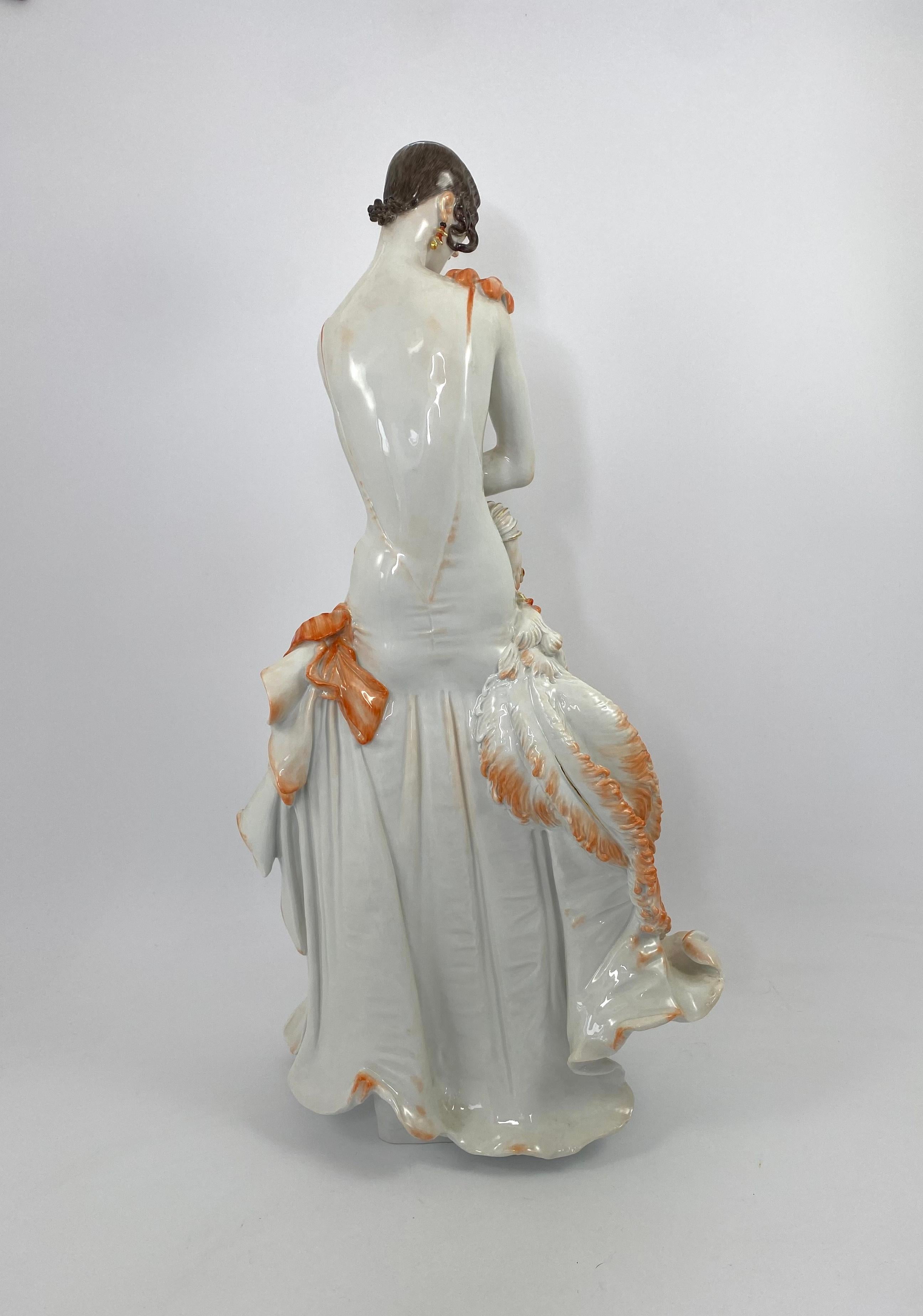 Porcelain Meissen Figure ‘Dame Mit Faecher’, Paul Scheurich