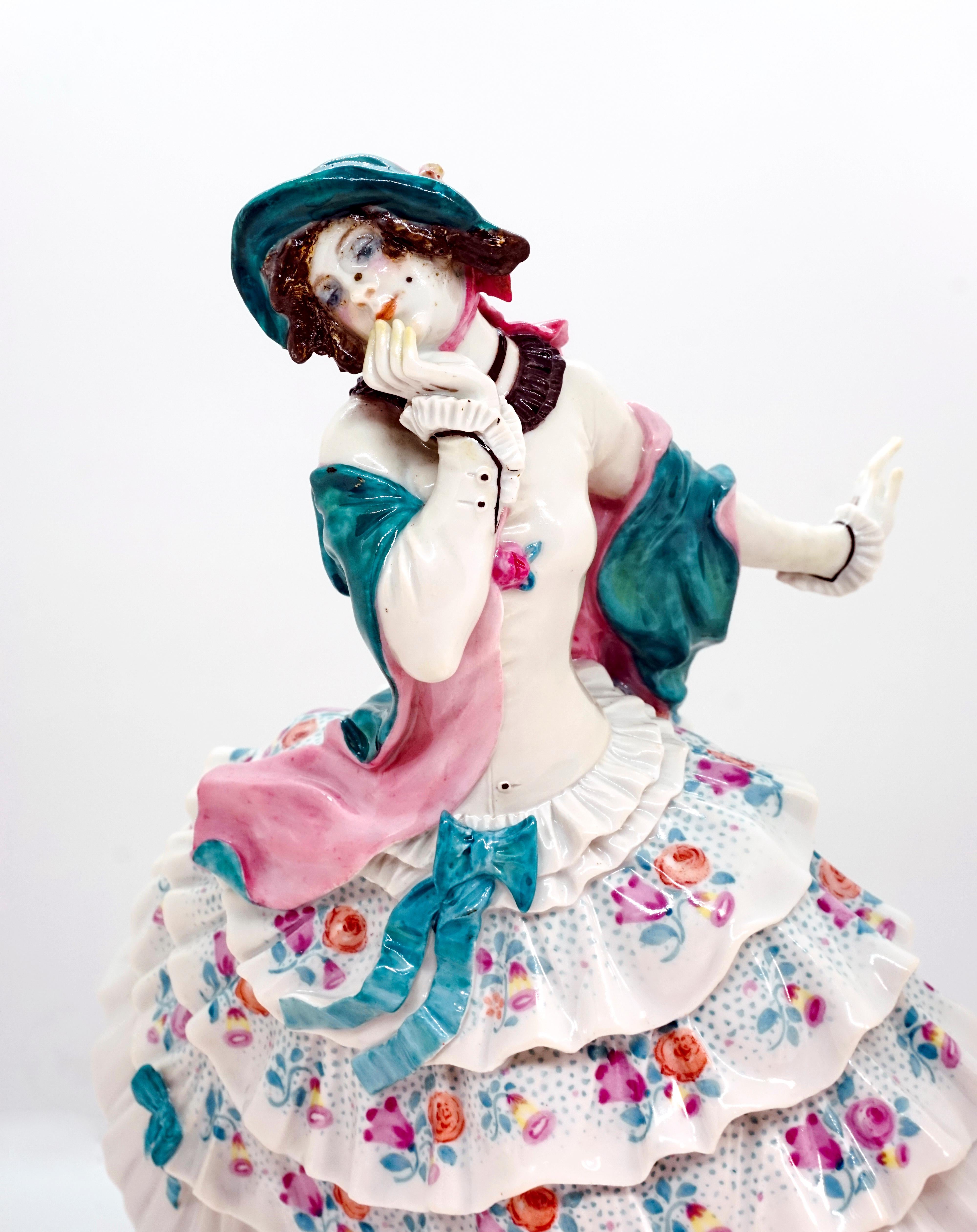 Biedermeier Meissen Figure 'Estrella' from the Russian Ballet 'Carnival' by Paul Scheurich