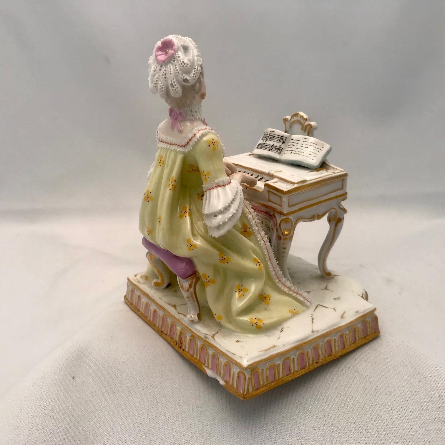 19th Century Meissen Figure, Girl at the Spinnet