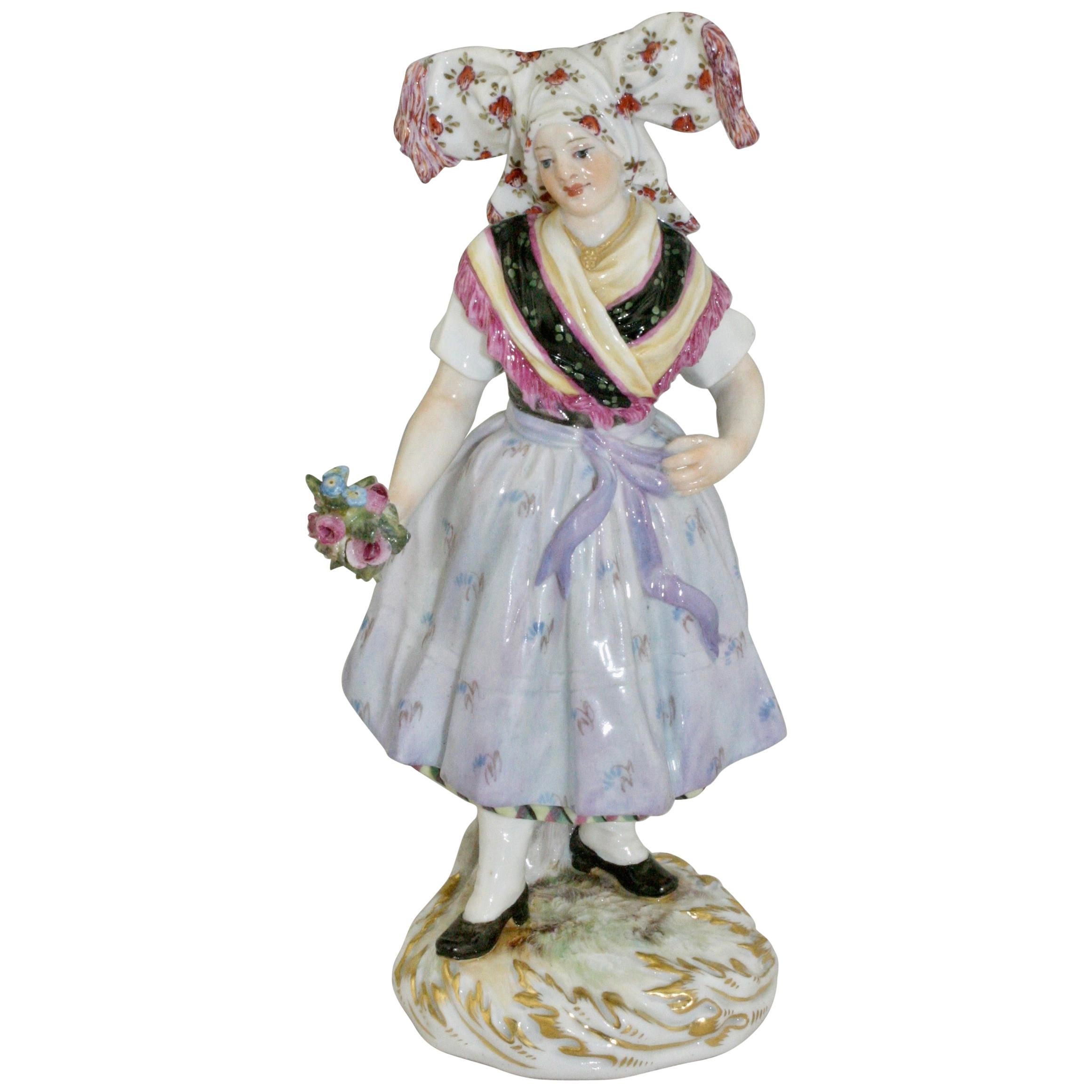 Meissen Figure of Lusatian Woman in National Costume by Hugo Speiler, circa 1887 For Sale