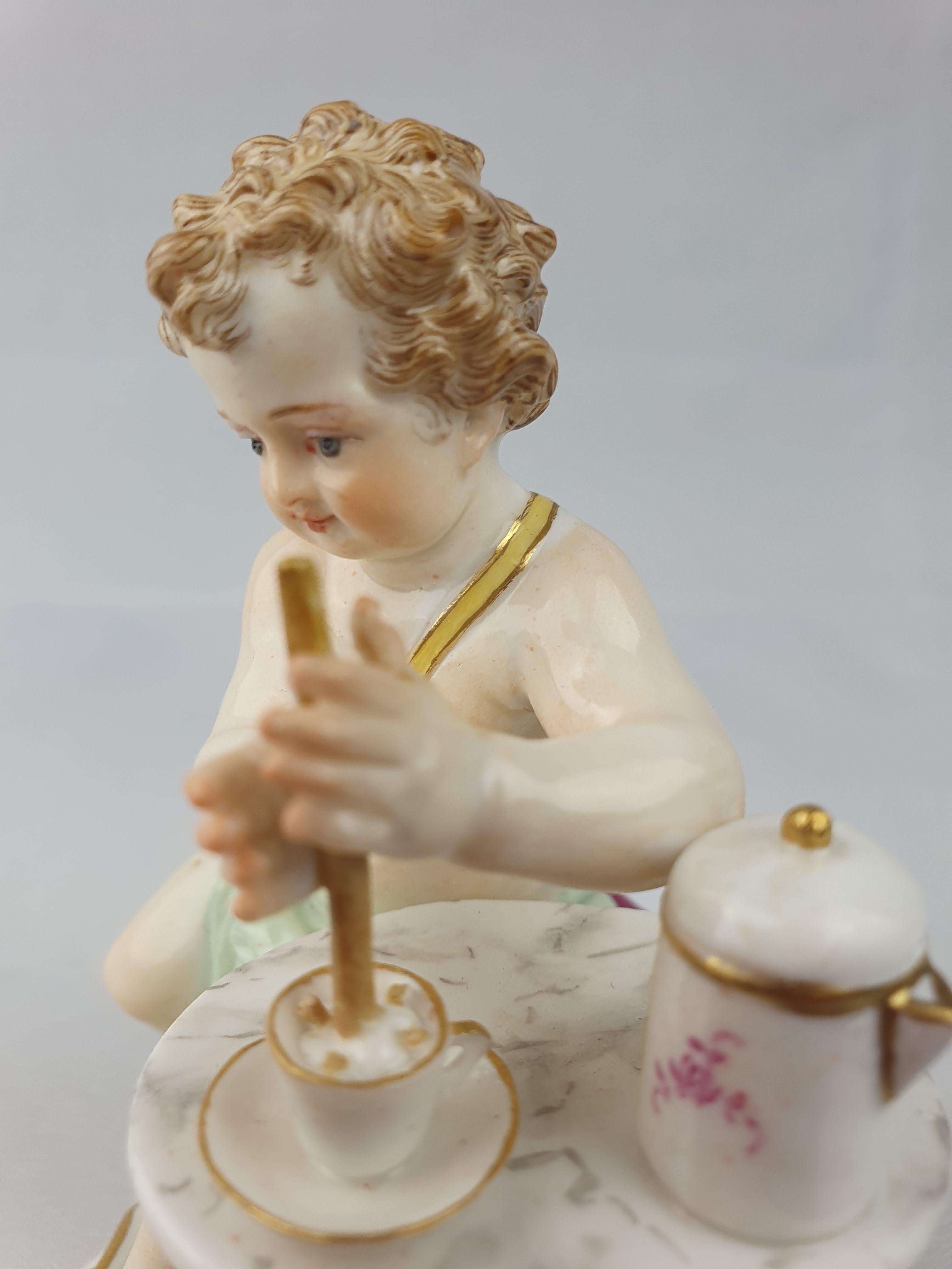 German Meissen Figure of the Hot Chocolate Maker Representing Fire 'Element Series' For Sale