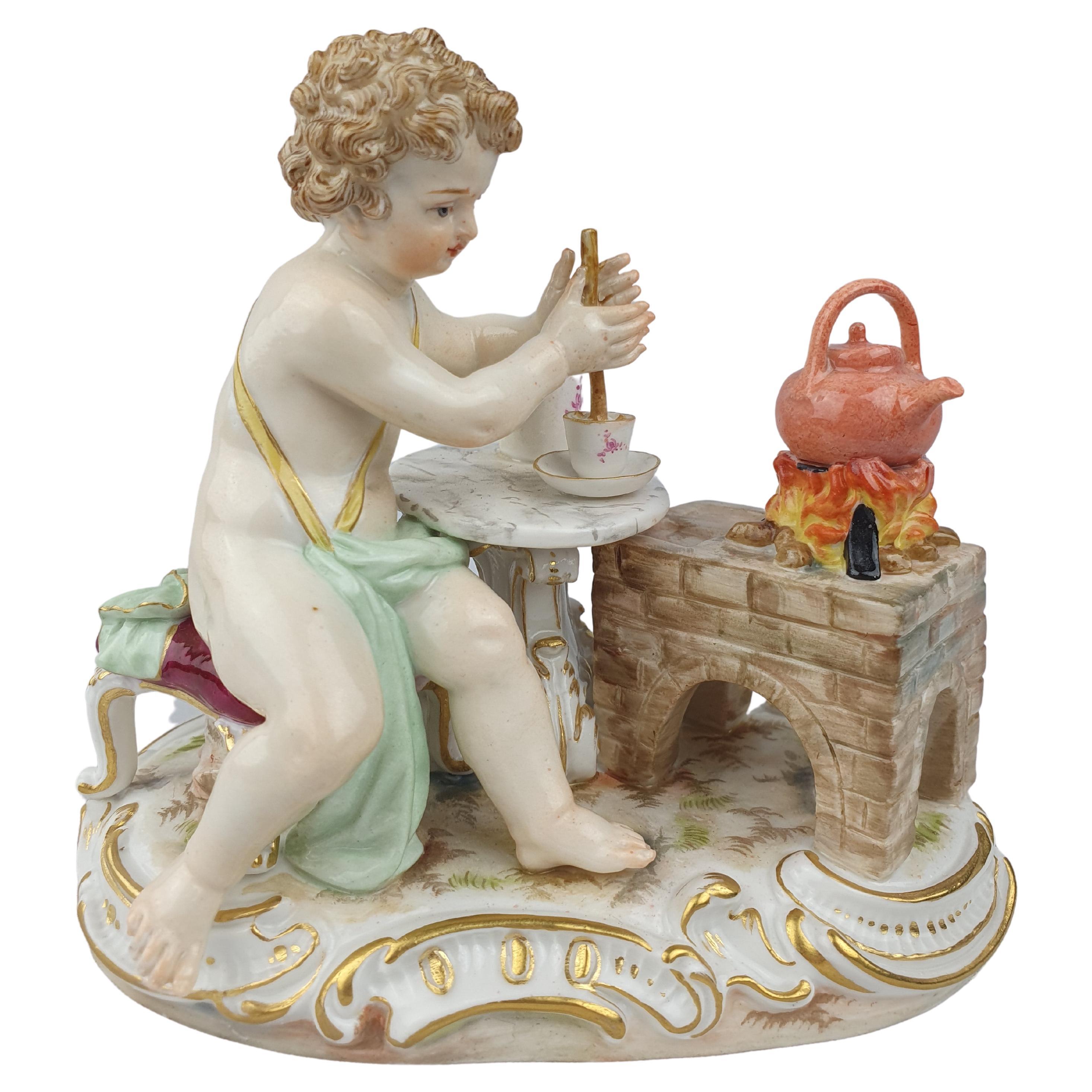 Meissen Figure of the Hot Chocolate Maker Representing Fire 'Element Series' For Sale