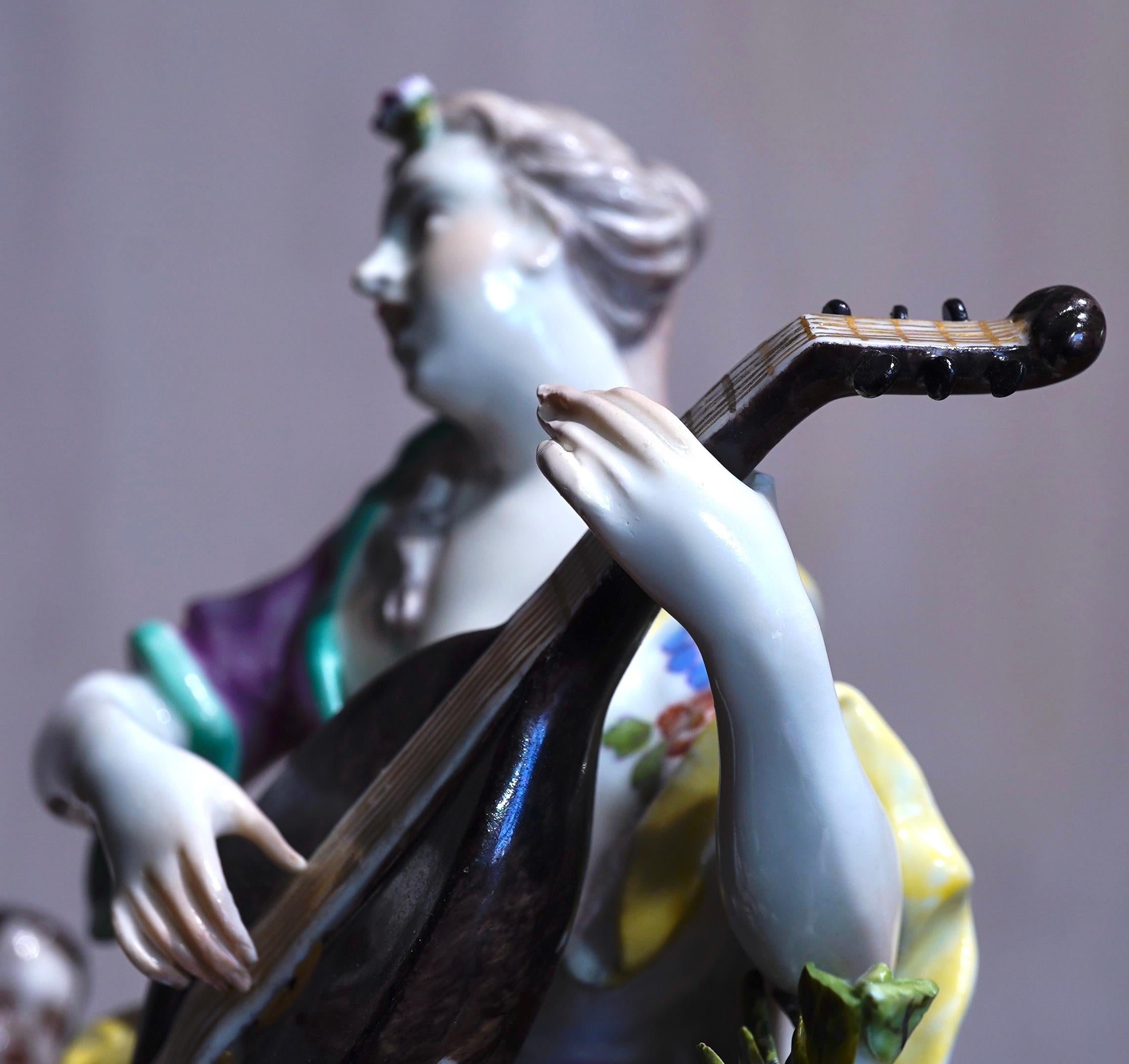 Mid-18th Century Meissen Figure of the Muse Terpsichore, by Kaendler, circa 1745 For Sale
