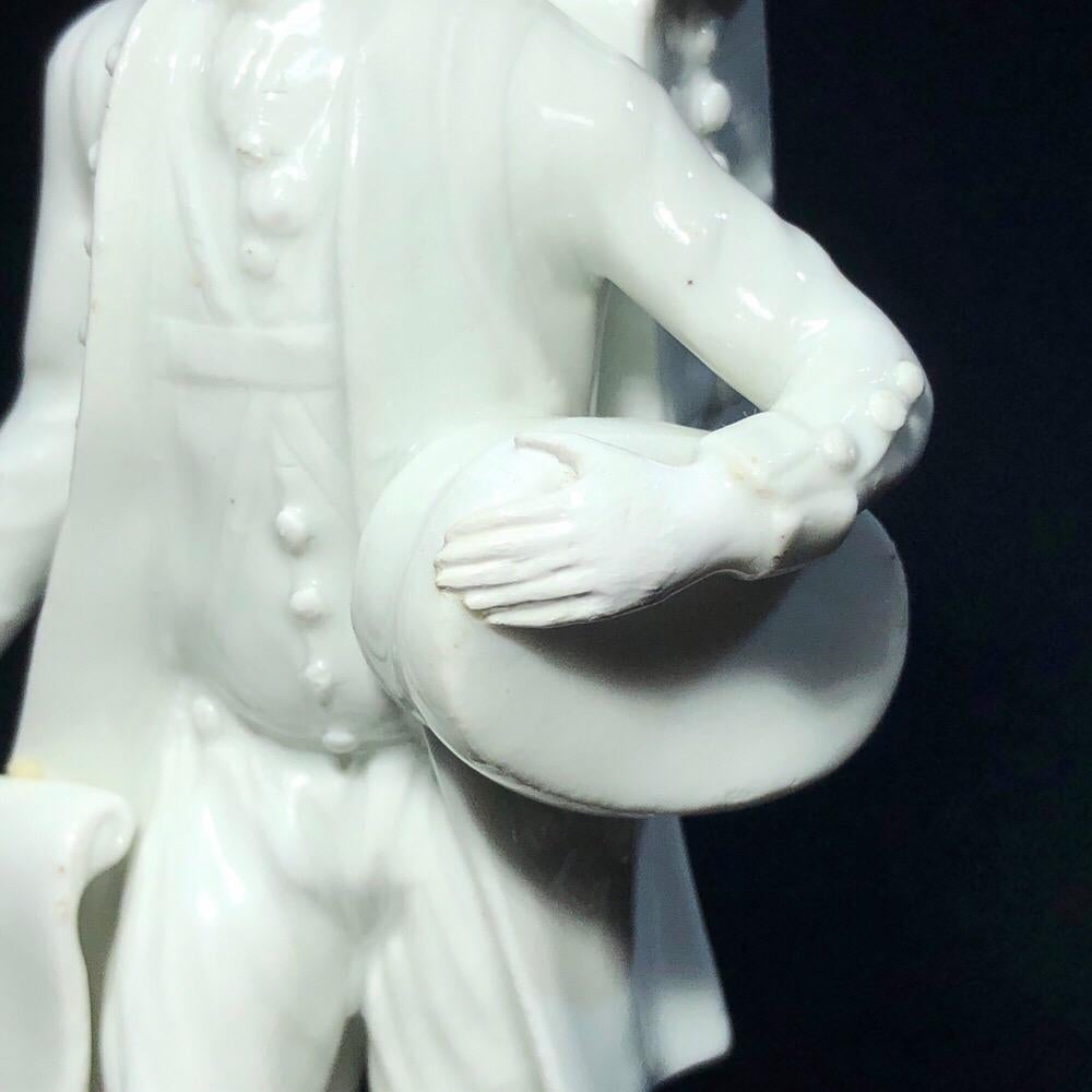 18th Century and Earlier Meissen Figure of the ‘Print Seller’, in the White, circa 1750 For Sale