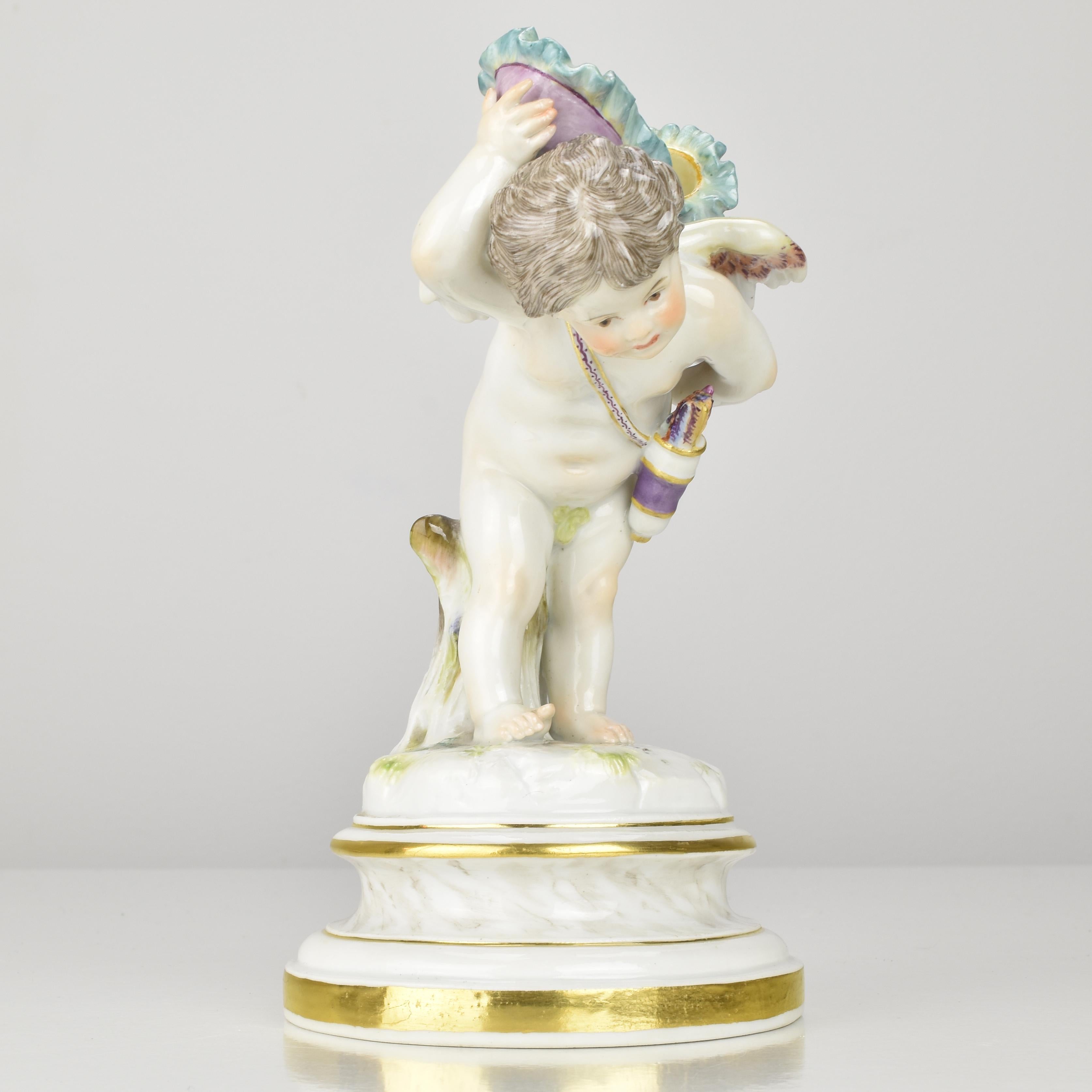 Porcellana Meissen Figurine “Armor unter dem Pantoffel” Cupid with Slipper, 19th Century in vendita