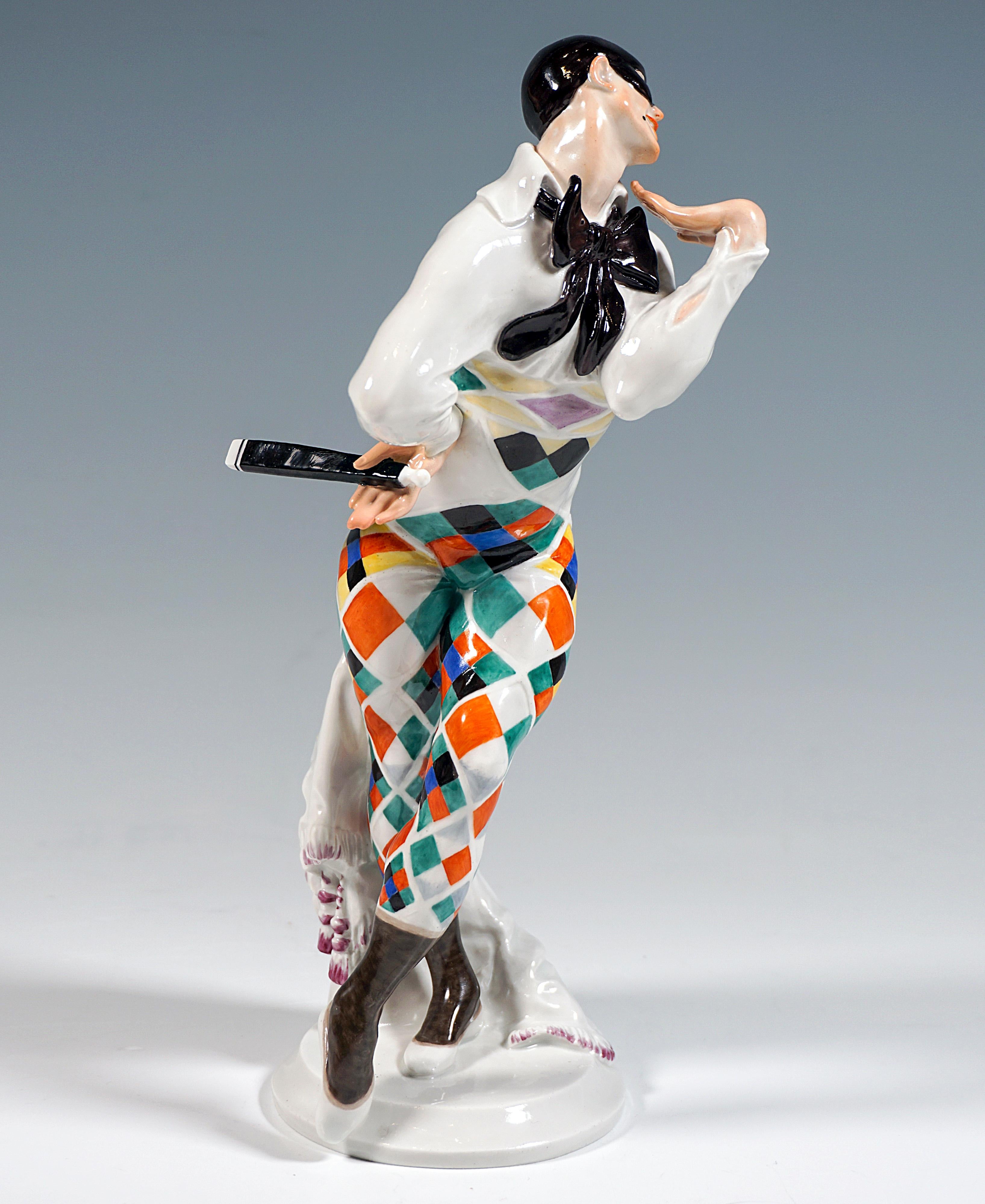 Hand-Crafted Meissen Figurine 'Bajazzo', Russian Ballet 'Carnival', by Paul Scheurich, 20th For Sale