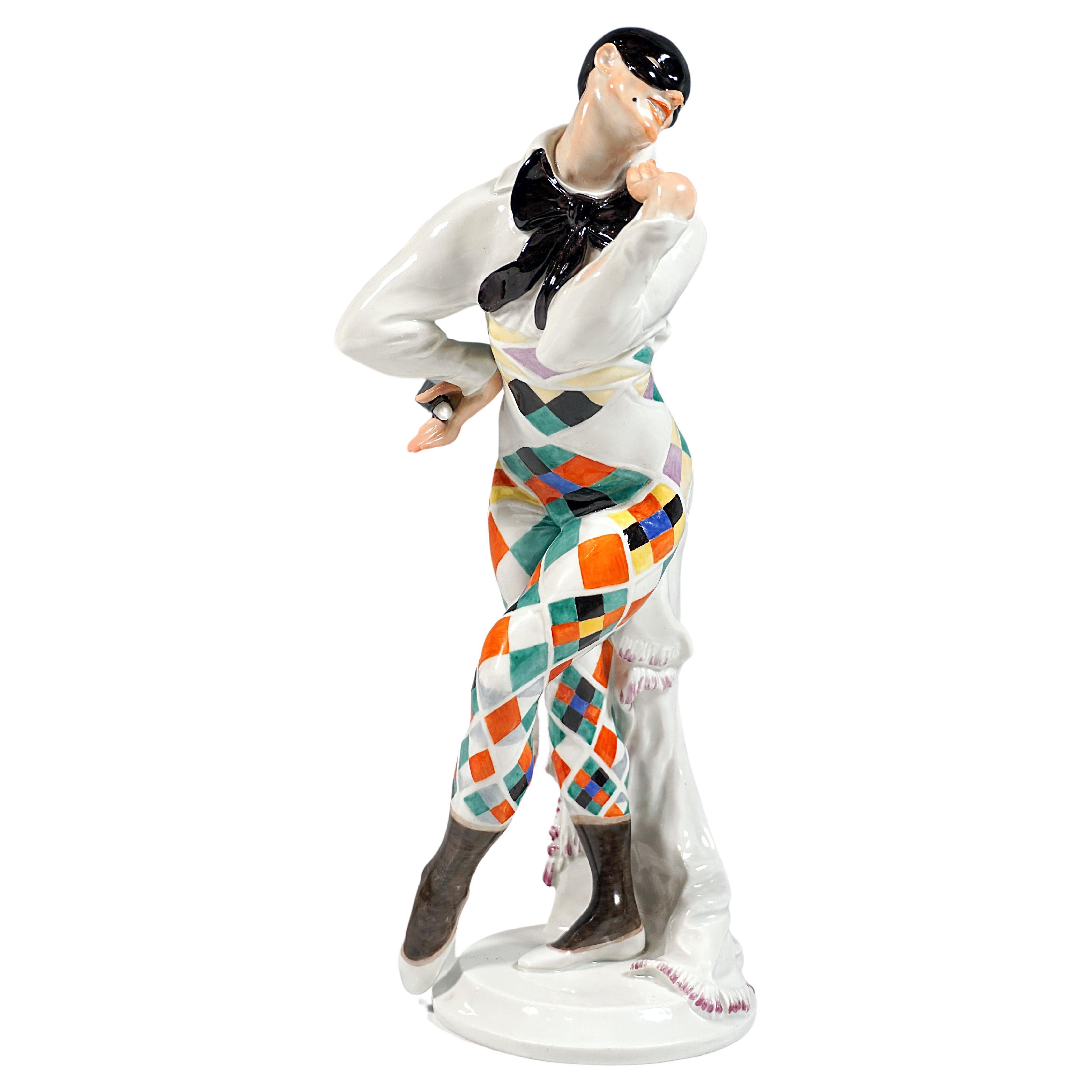 Figurilla de Meissen "Bajazzo", Ballet ruso "Carnaval", de Paul Scheurich, 20.º siglo