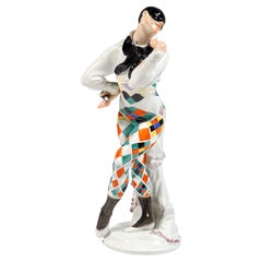 Figurina di Meissen 'Bajazzo', balletto russo 'Carnevale', di Paul Scheurich, XX