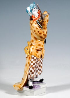 Meissen Figurine, Clown With Violin From The Clown Orchestra, Peter Strang, 1994