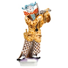 Meissen Figurine, Clown With Violin From The Clown Orchestra, Peter Strang, 1994