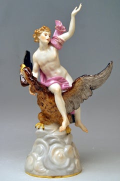 Meissen Figurine Ganymede on Eagle Based on Clouds Model 530 Kaendler Made 1870