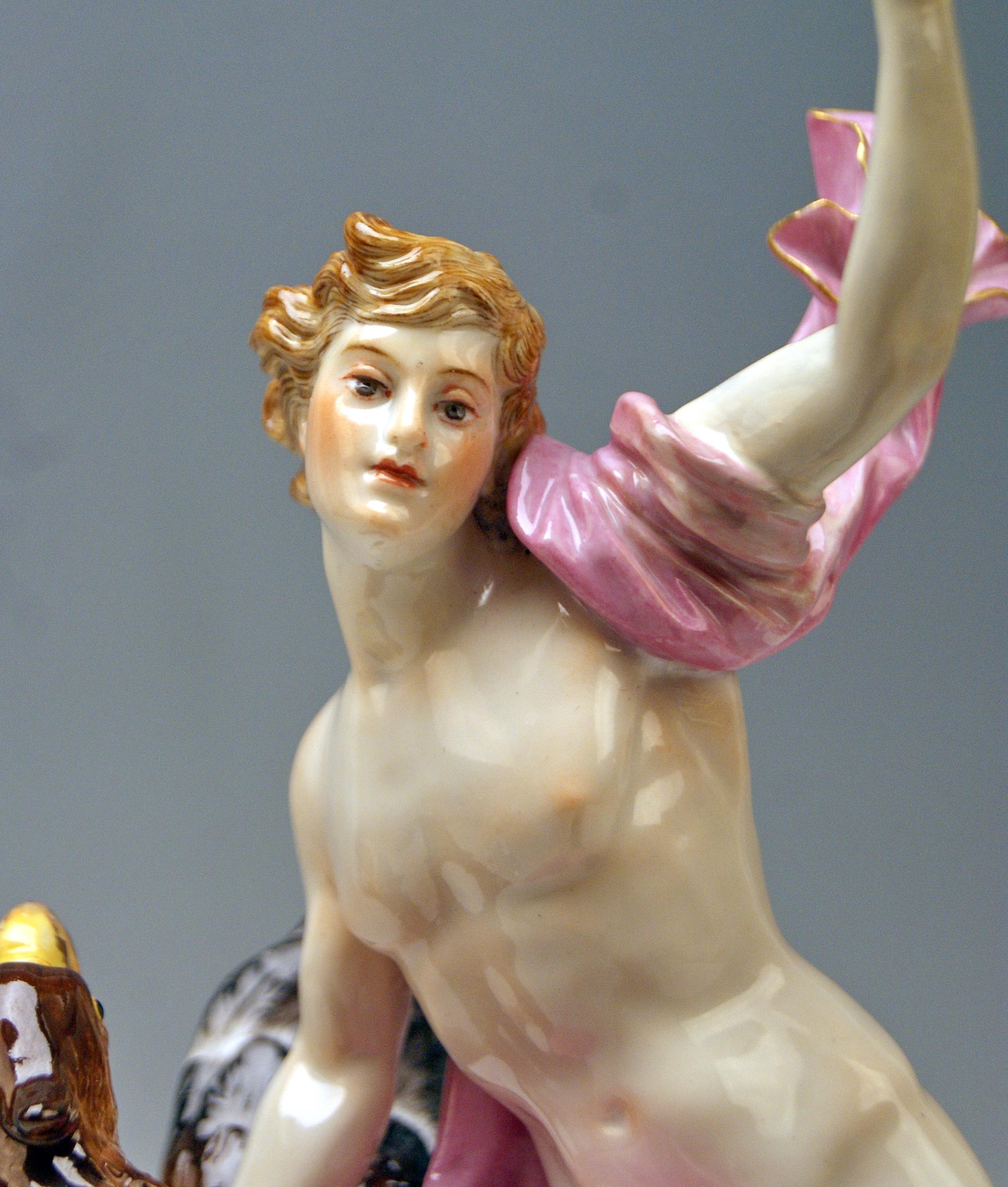 Meissen Figurine Ganymede on Eagle Based on Clouds Model 530 Kaendler Made 1870 In Good Condition In Vienna, AT