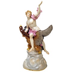 Figurine de Meissen Ganymède sur aigle basé sur des nuages Modèle 530 Kaendler Fabriqué en 1870