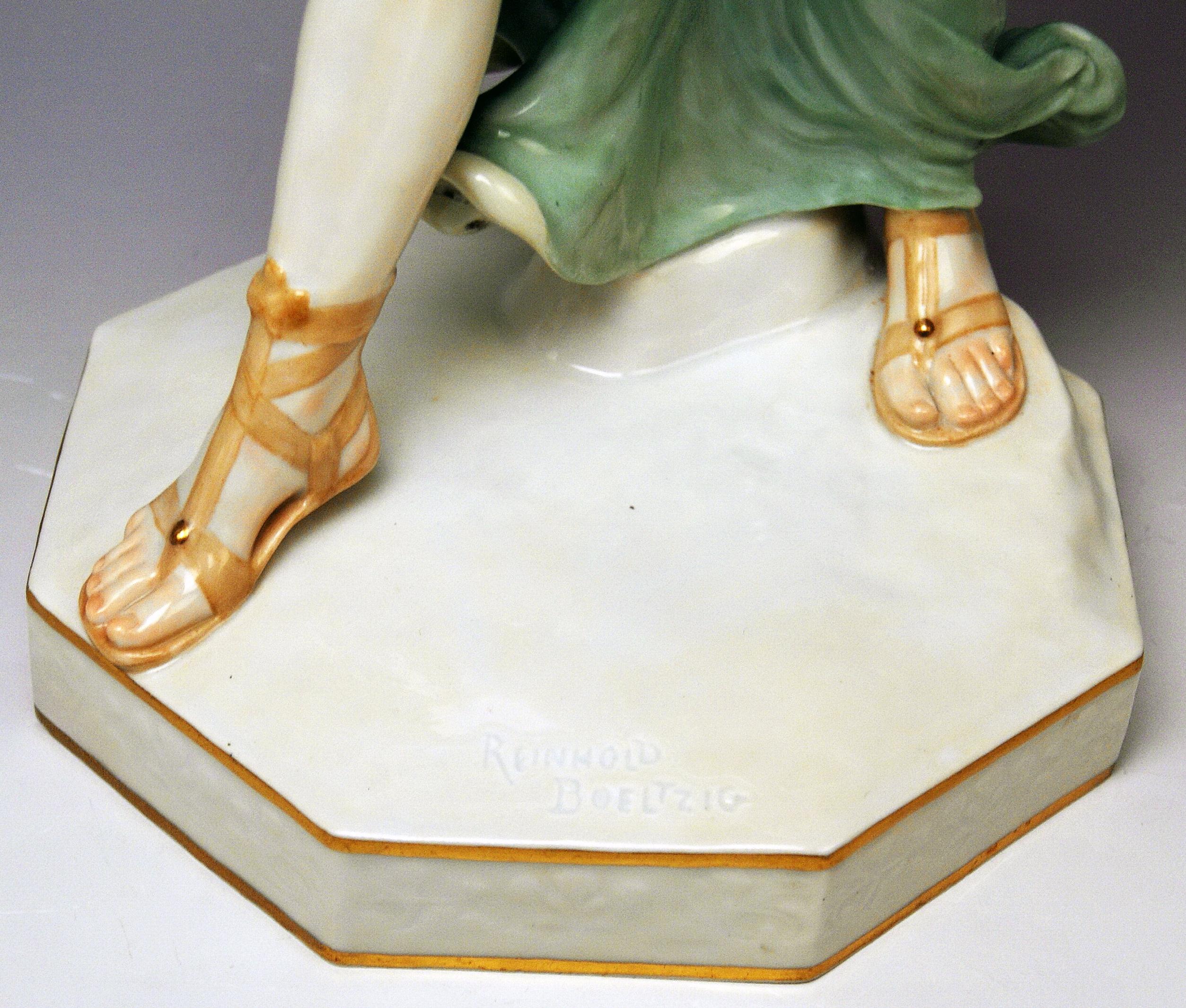 Meissener Figur Mädchen:: das den Reifen wirft Reifenspielerin A 235 von R. Boeltzig (Deutsch)