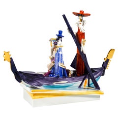 Meissen Figurine Group, Venetian Journey With Gondola, By Peter Strang, 2006