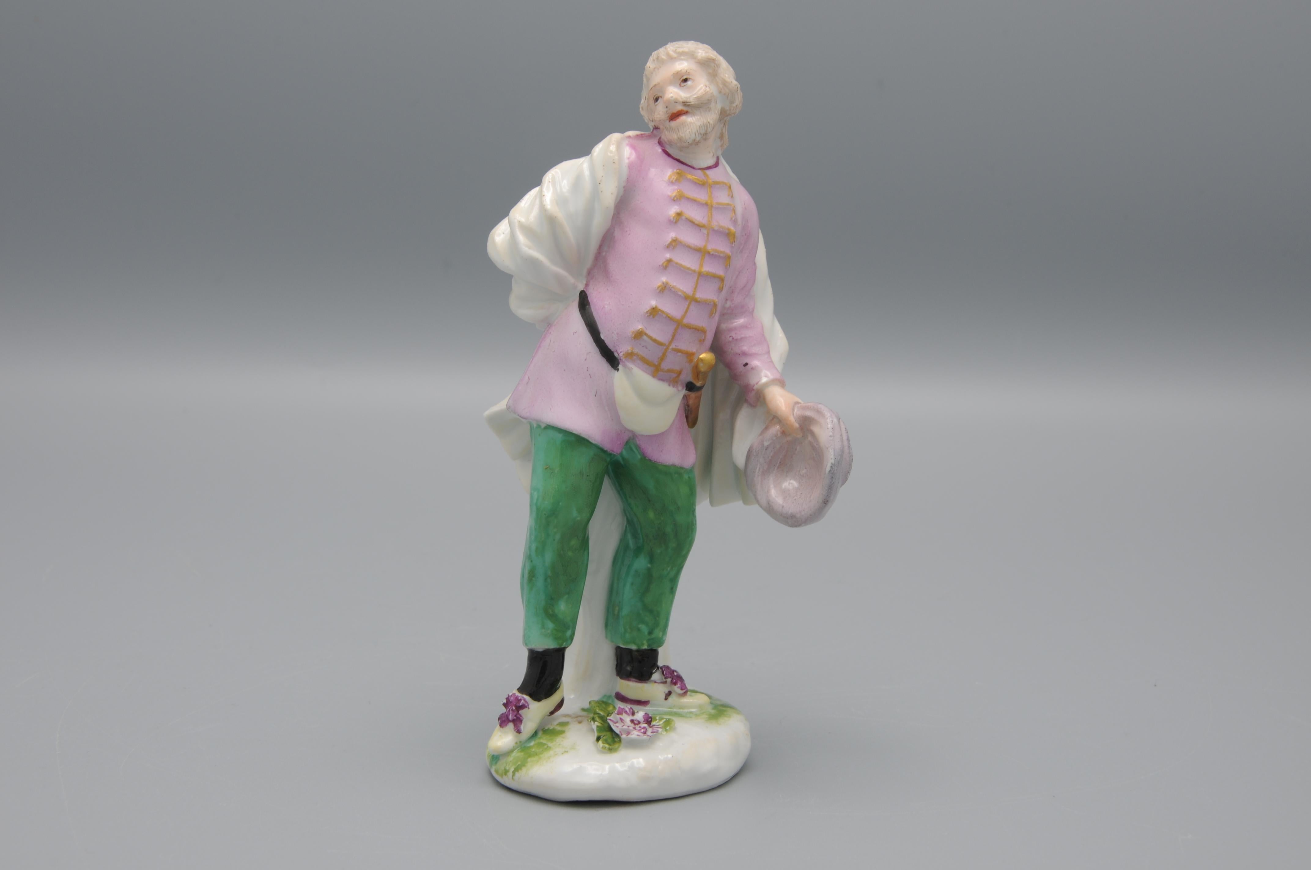 Meissen - estatuilla de Scapino, serie Commedia dell'Arte, ca 1744 Rococó en venta