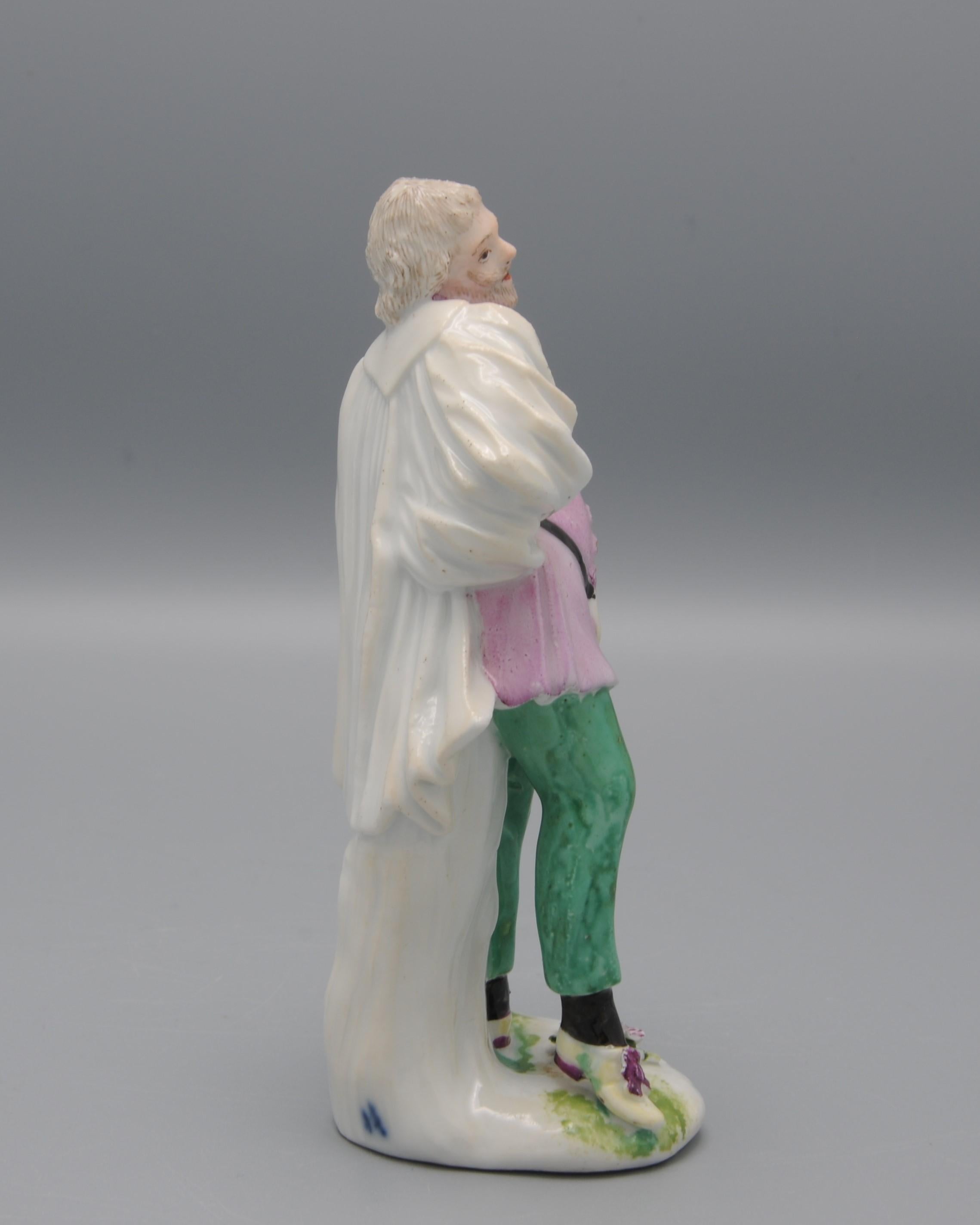 Meissen - estatuilla de Scapino, serie Commedia dell'Arte, ca 1744 en Bueno estado para la venta en DELFT, NL