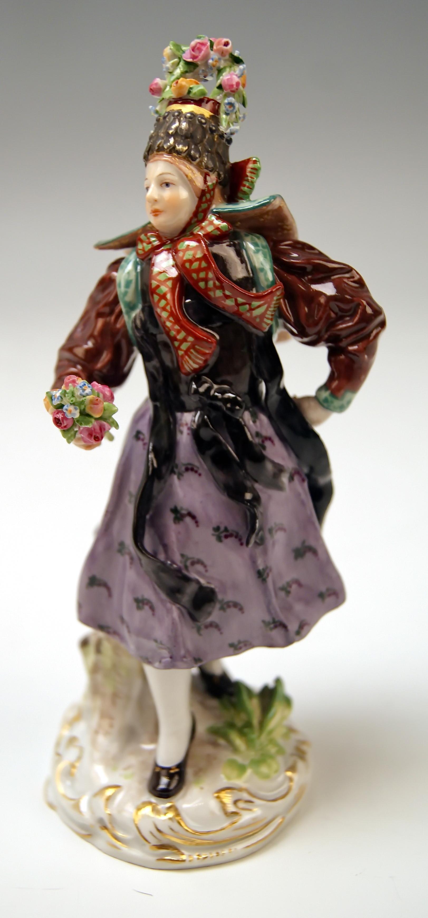 Meissen Figurine Peasant Woman Hormetjungfer Model Q 190 B by Hugo Spieler, 1900 2