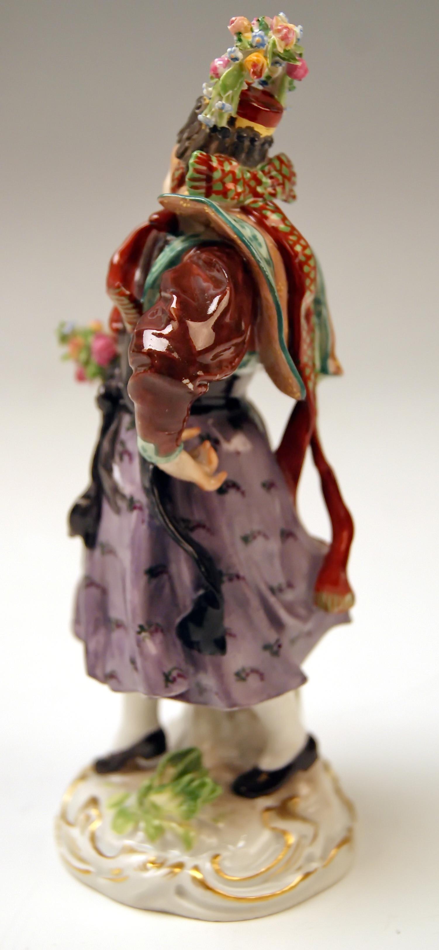 German Meissen Figurine Peasant Woman Hormetjungfer Model Q 190 B by Hugo Spieler, 1900