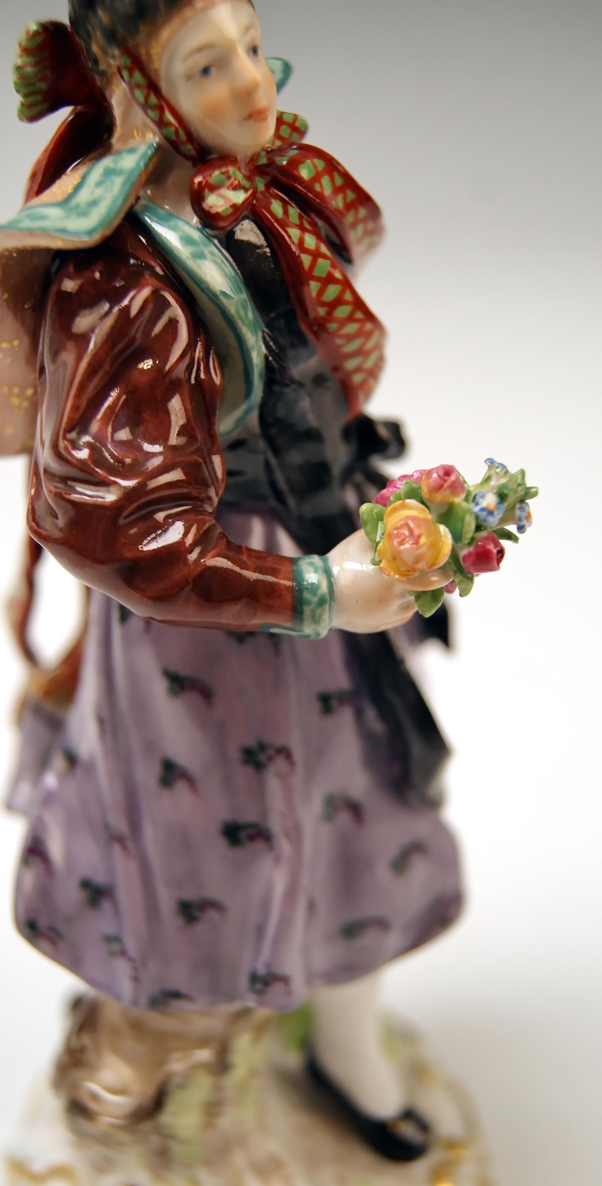 Porcelain Meissen Figurine Peasant Woman Hormetjungfer Model Q 190 B by Hugo Spieler, 1900