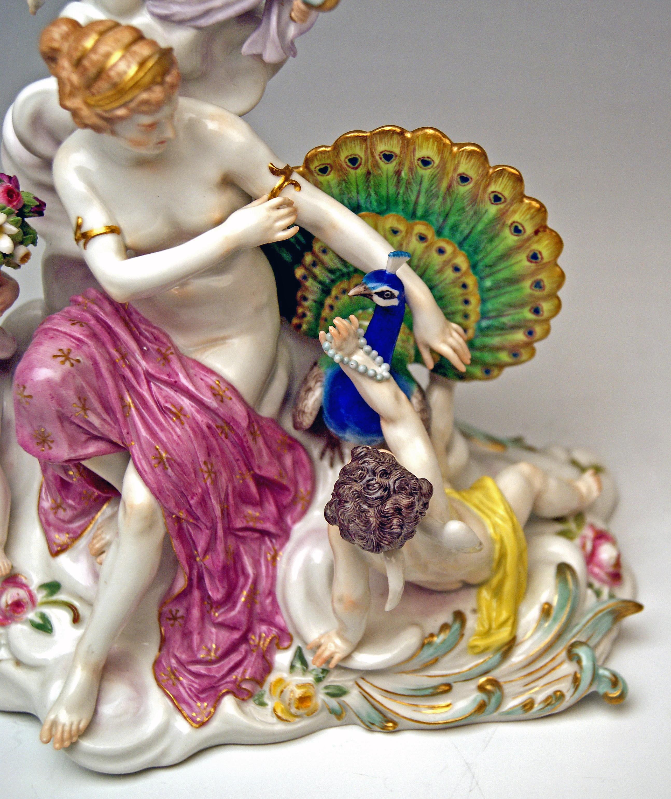 Meissen Figurines Allegory of Air Juno with Peacock Model O 199 Paul Helmig 1900 3