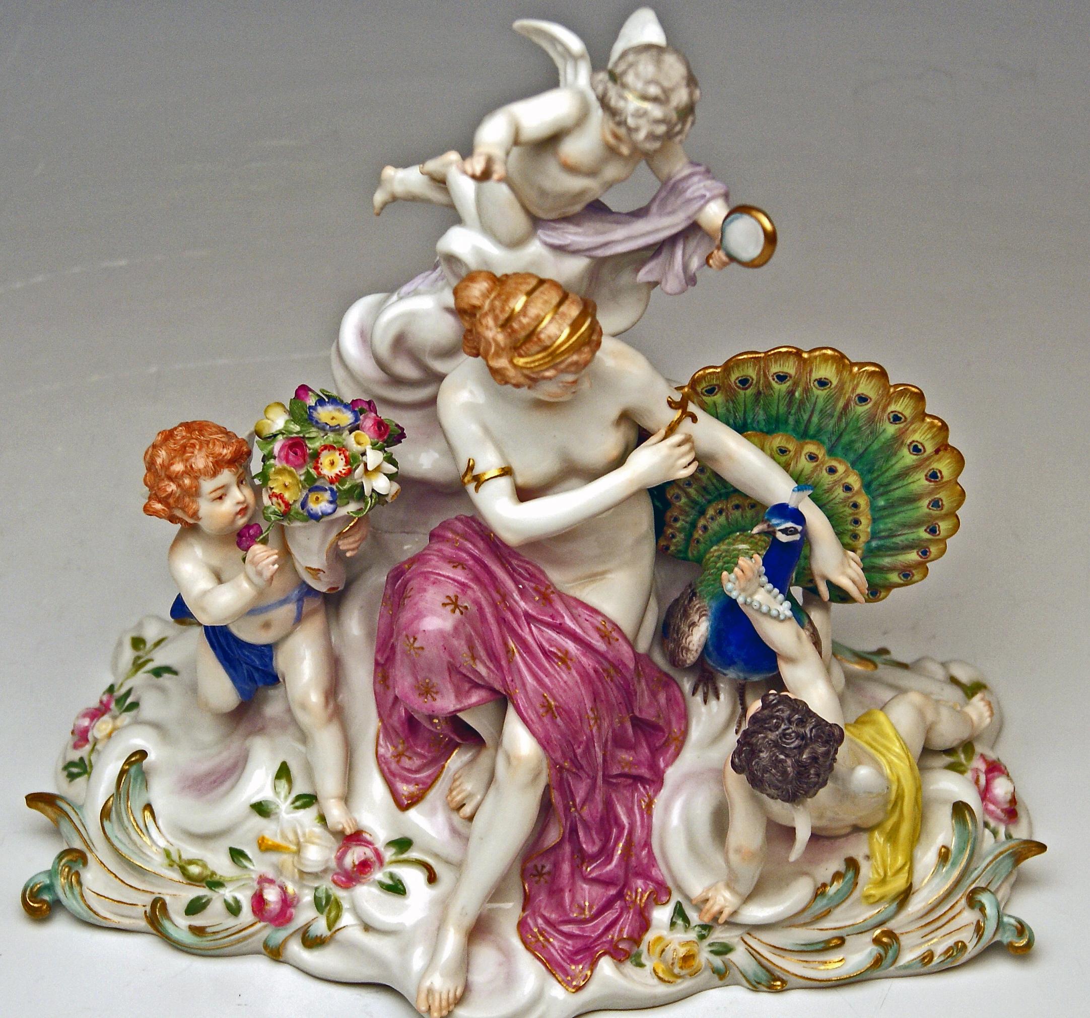 Meissen Figurines Allegory of Air Juno with Peacock Model O 199 Paul Helmig 1900 4