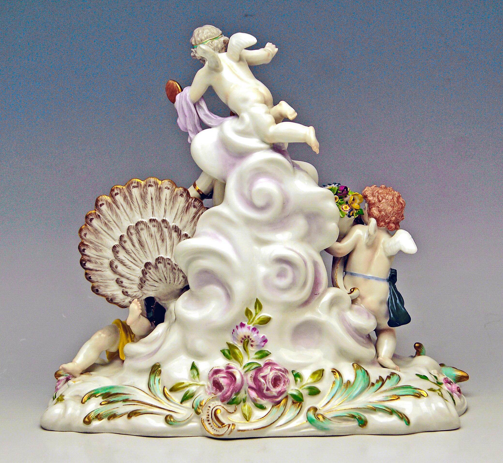 German Meissen Figurines Allegory of Air Juno with Peacock Model O 199 Paul Helmig 1900