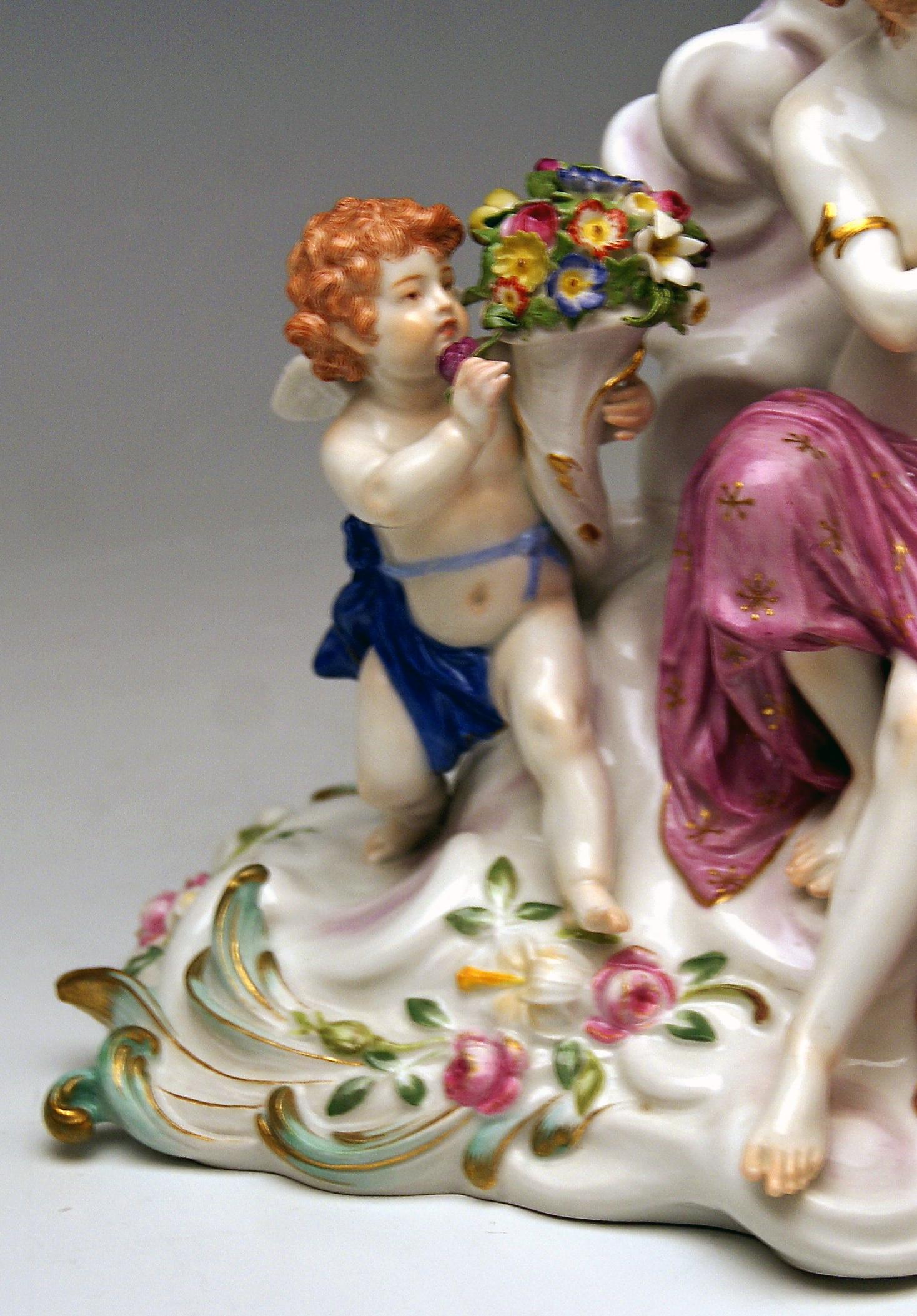 Painted Meissen Figurines Allegory of Air Juno with Peacock Model O 199 Paul Helmig 1900