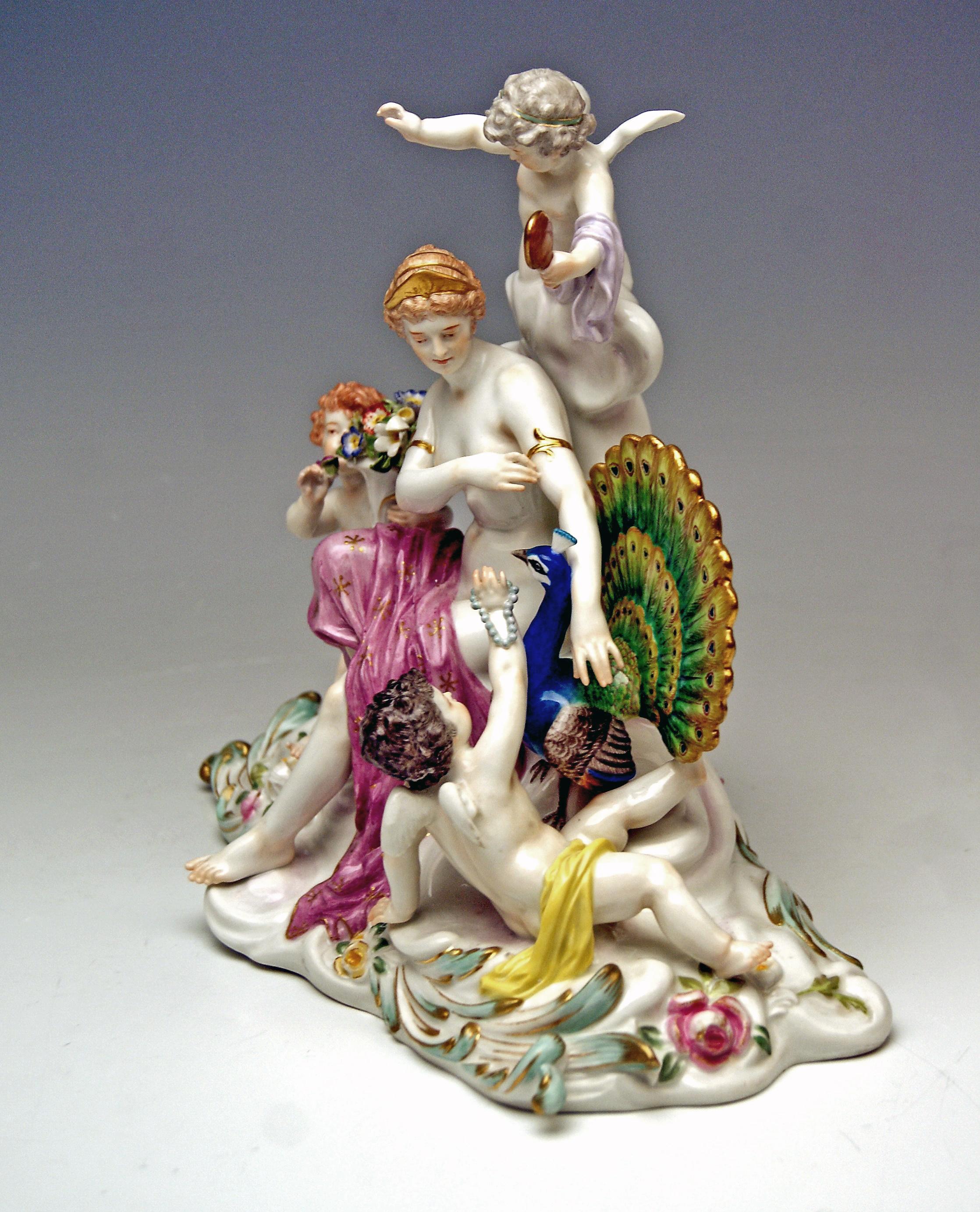 Porcelain Meissen Figurines Allegory of Air Juno with Peacock Model O 199 Paul Helmig 1900