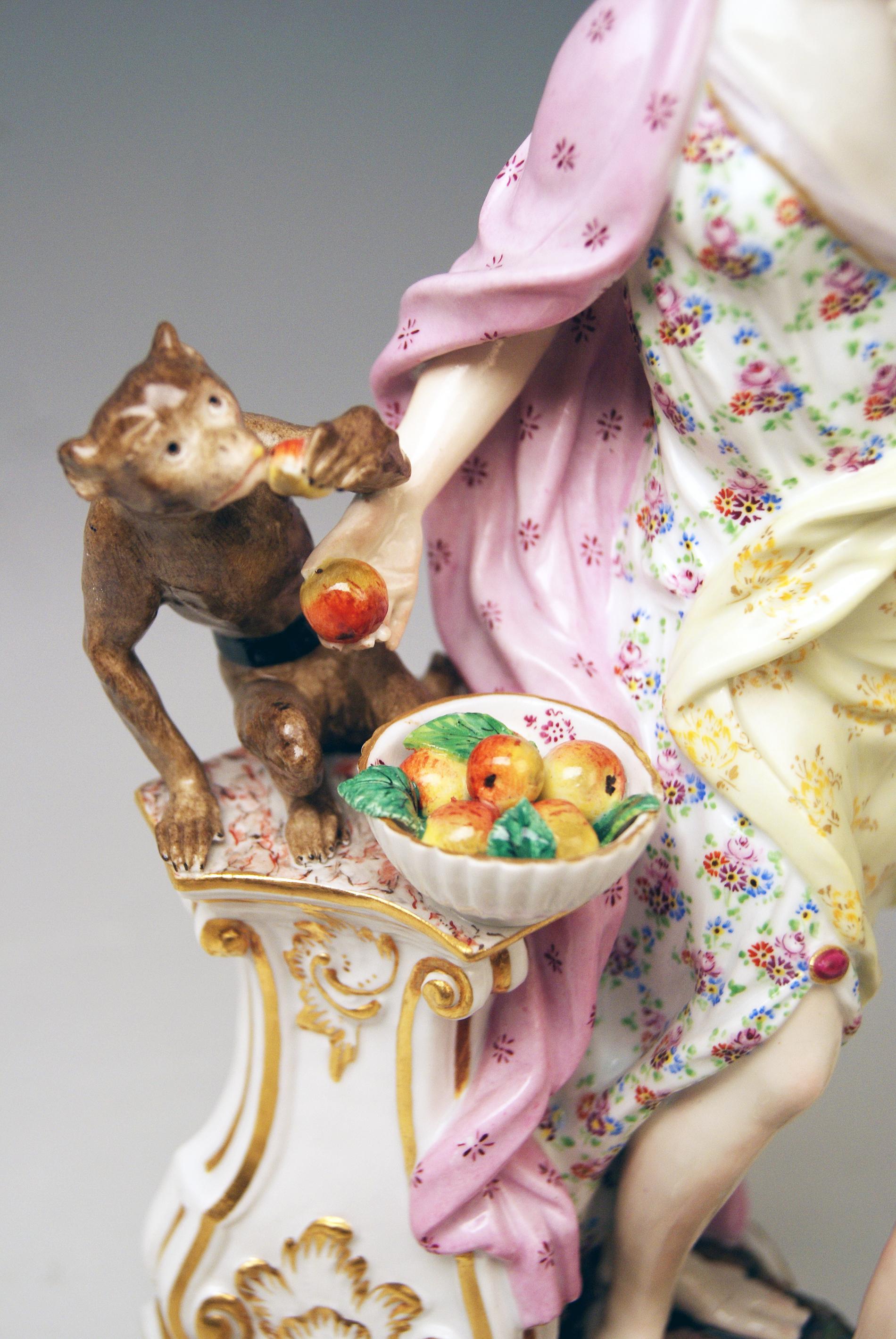 German Meissen Figurines Allegory of Taste Model 1042 by Eberlein Made circa 1860