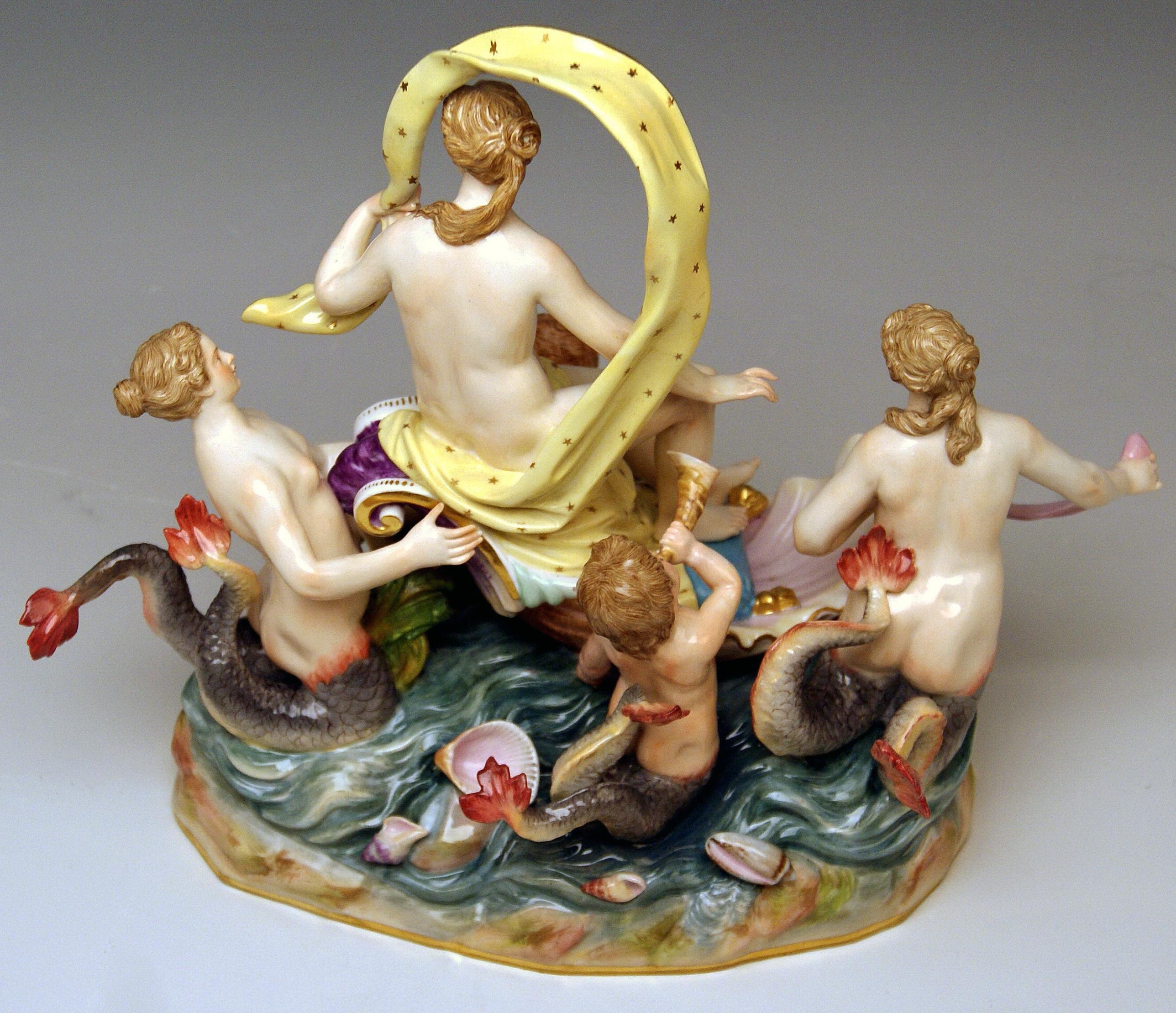 Meissen Figurines Allegory of Water D 81 Series Four Elements by Acier Made 1880 In Good Condition In Vienna, AT