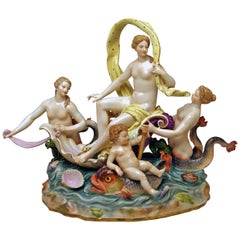 Meissen Figurines Allegory of Water D 81 Series Four Elements by Acier Made 1880