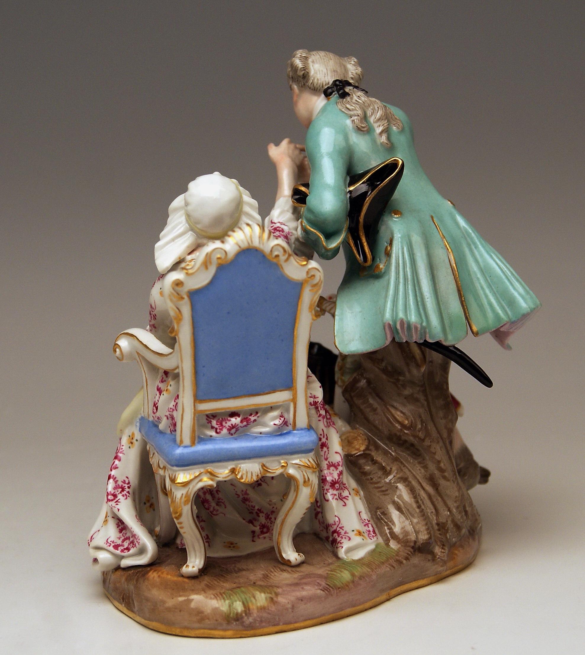 Rococo Meissen Figurines Ancient Love Legacy Hunter Model A 46 Kaendler fait circa 1870 en vente