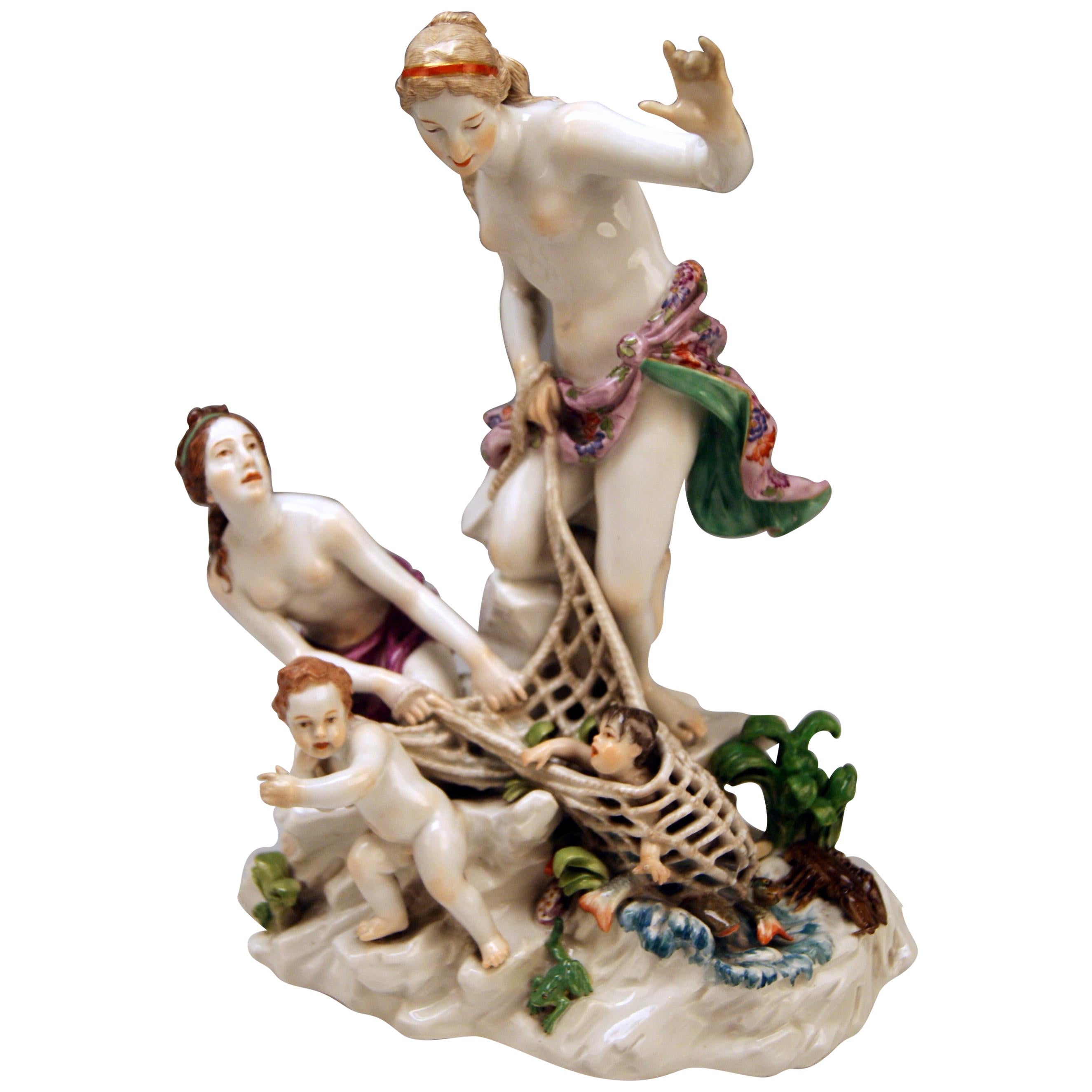 Figurines de Meissen par Kändler Punct Schönheit Prise de Triton Chérubins Femmes:: 1935