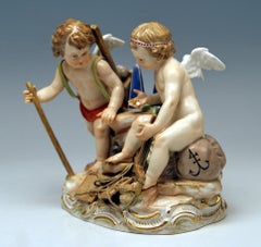 Meissen Figurines Cherubs Allegory of Trading Model C42 by Schoenheit
